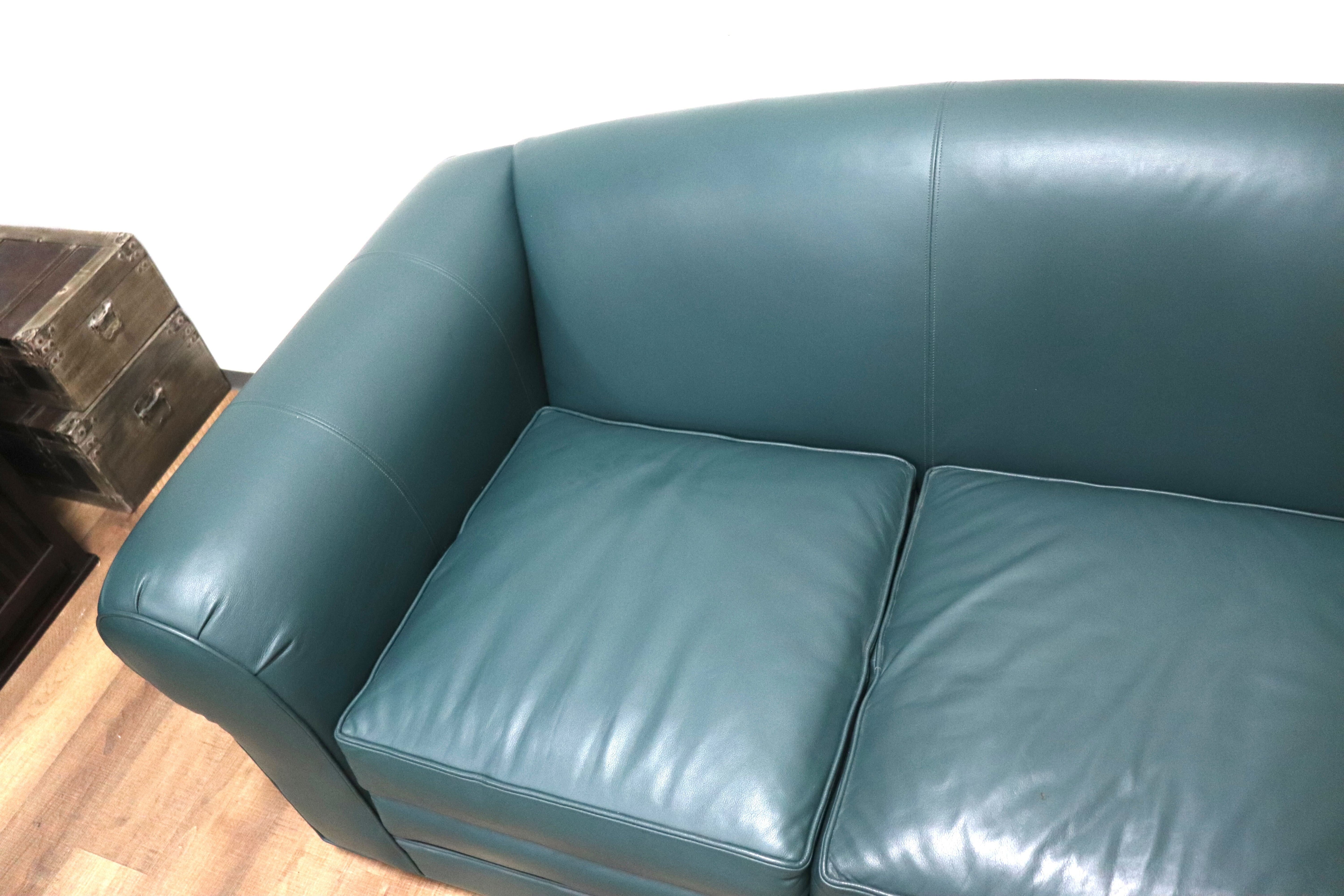 GMHS220C○ETHAN ALLEN / イーセンアーレン 3人掛けソファ トリプルソファ 本革 グリーン 応接 IDC大塚家具 US クラシック ヴィンテージ