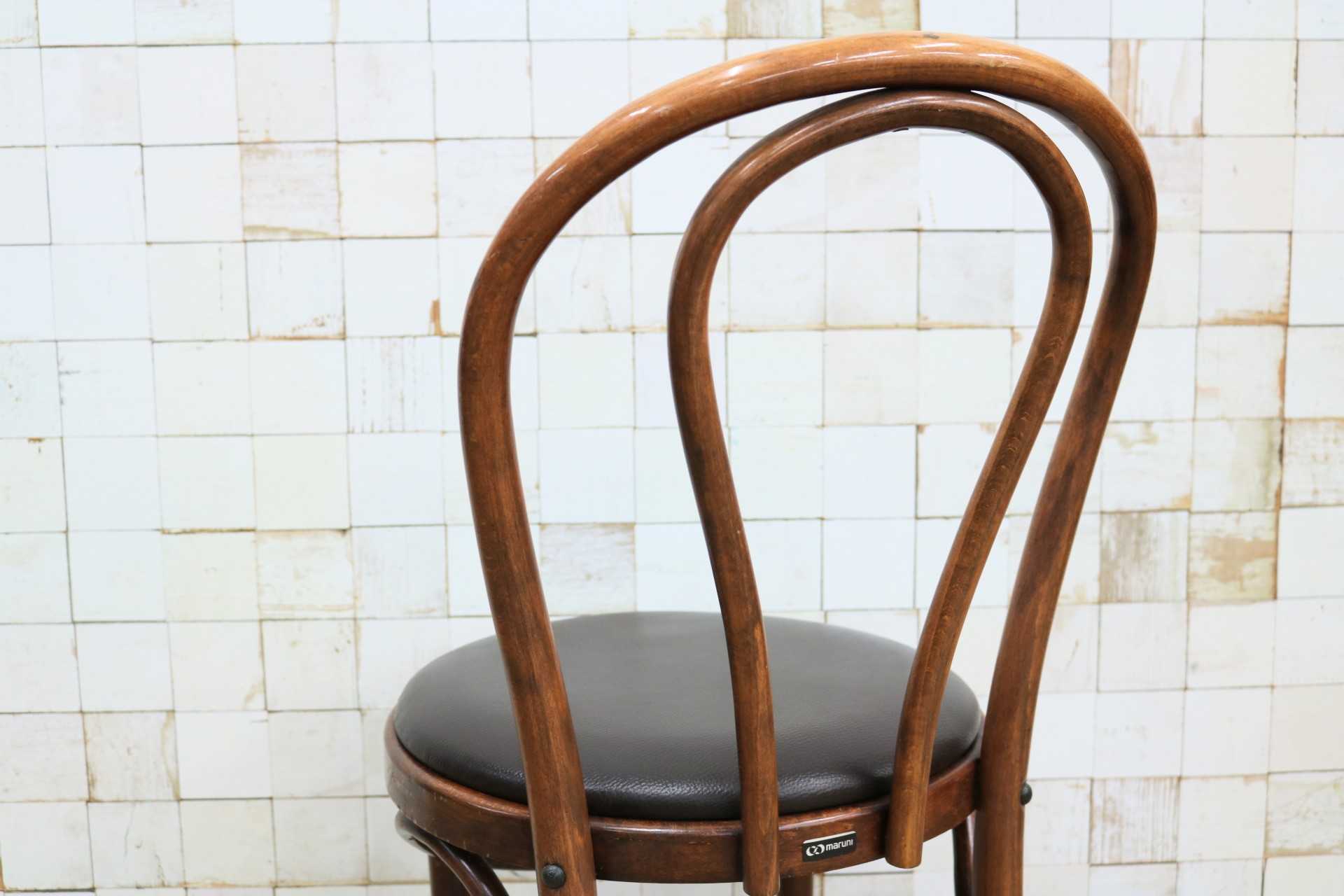 GMIH421H○maruni / マルニ オールド ヴィンテージ ベントウッドチェア ルーマニア製 曲木 アンティーク 合皮 ブナ材 稀少