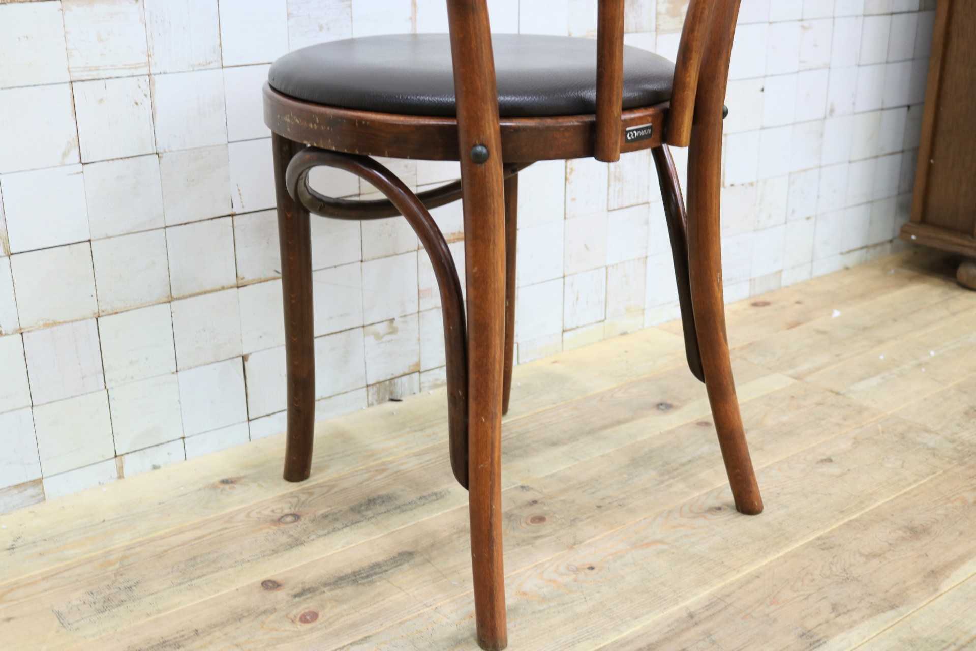 GMIH421H○maruni / マルニ オールド ヴィンテージ ベントウッドチェア ルーマニア製 曲木 アンティーク 合皮 ブナ材 稀少