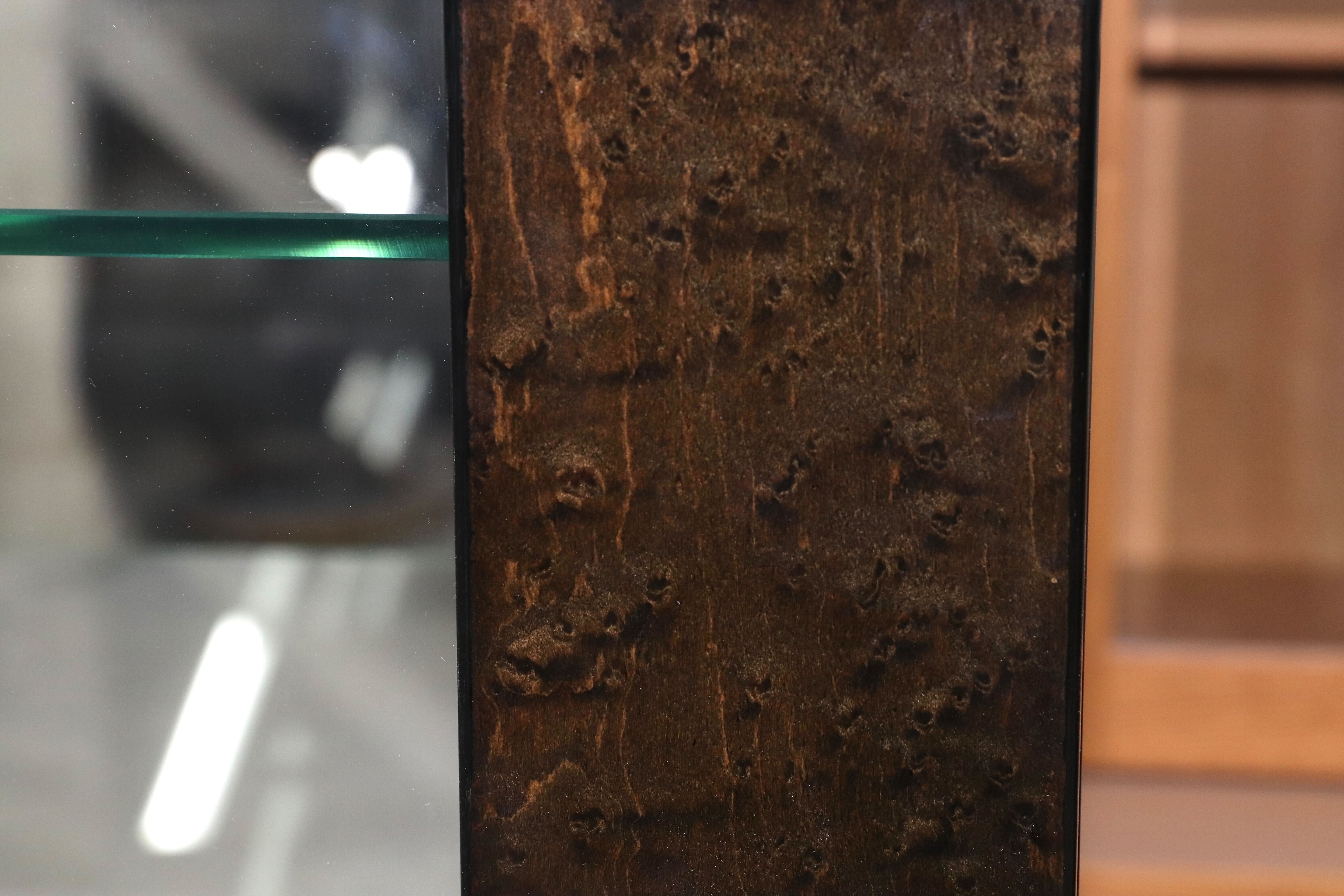 GMHH292○IDC大塚家具 スプレンダー ガラスキャビネット 飾り棚 ダークグリーン バーズアイメープル クラシック エレガント 約48万
