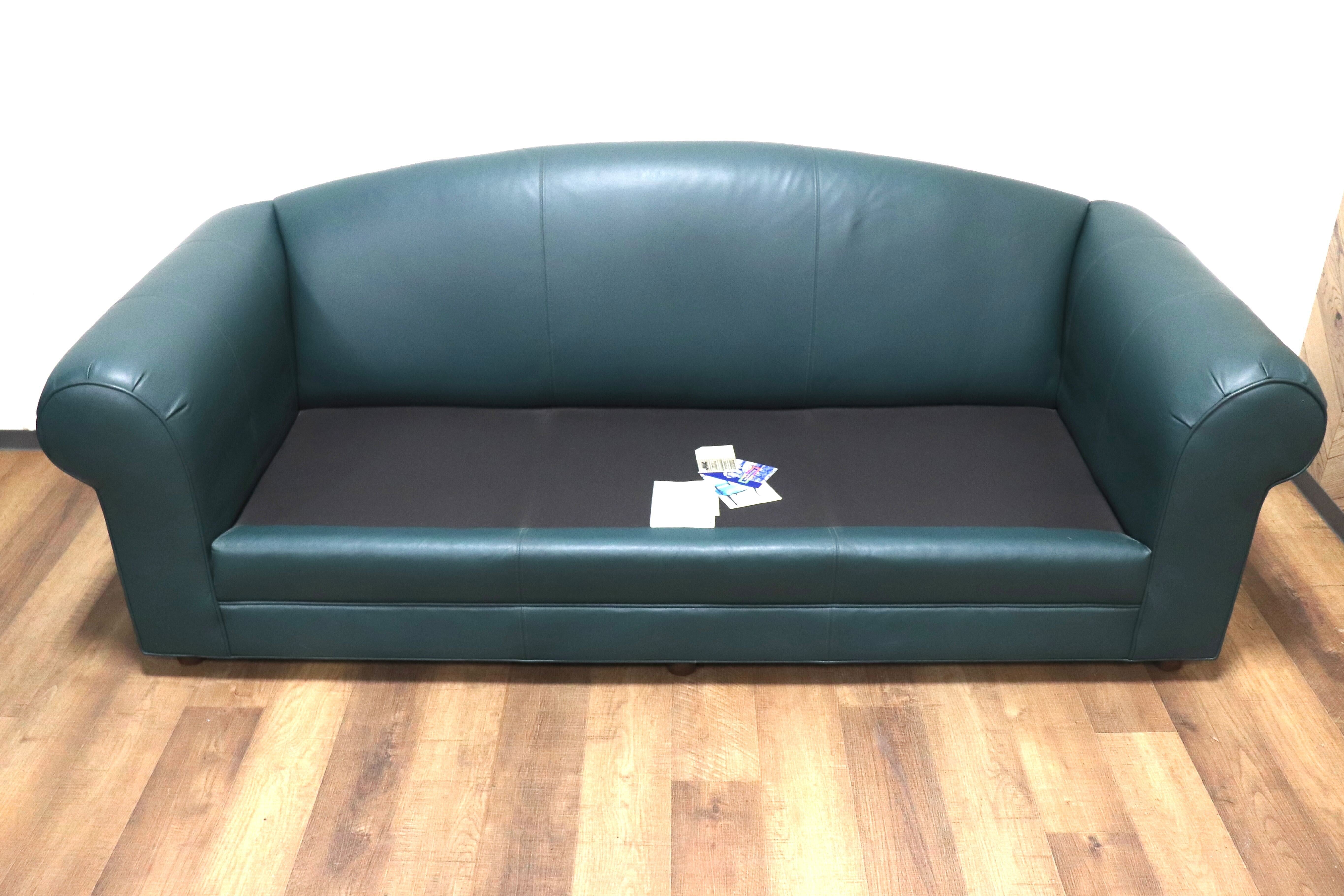 GMHS220C○ETHAN ALLEN / イーセンアーレン 3人掛けソファ トリプルソファ 本革 グリーン 応接 IDC大塚家具 US クラシック ヴィンテージ