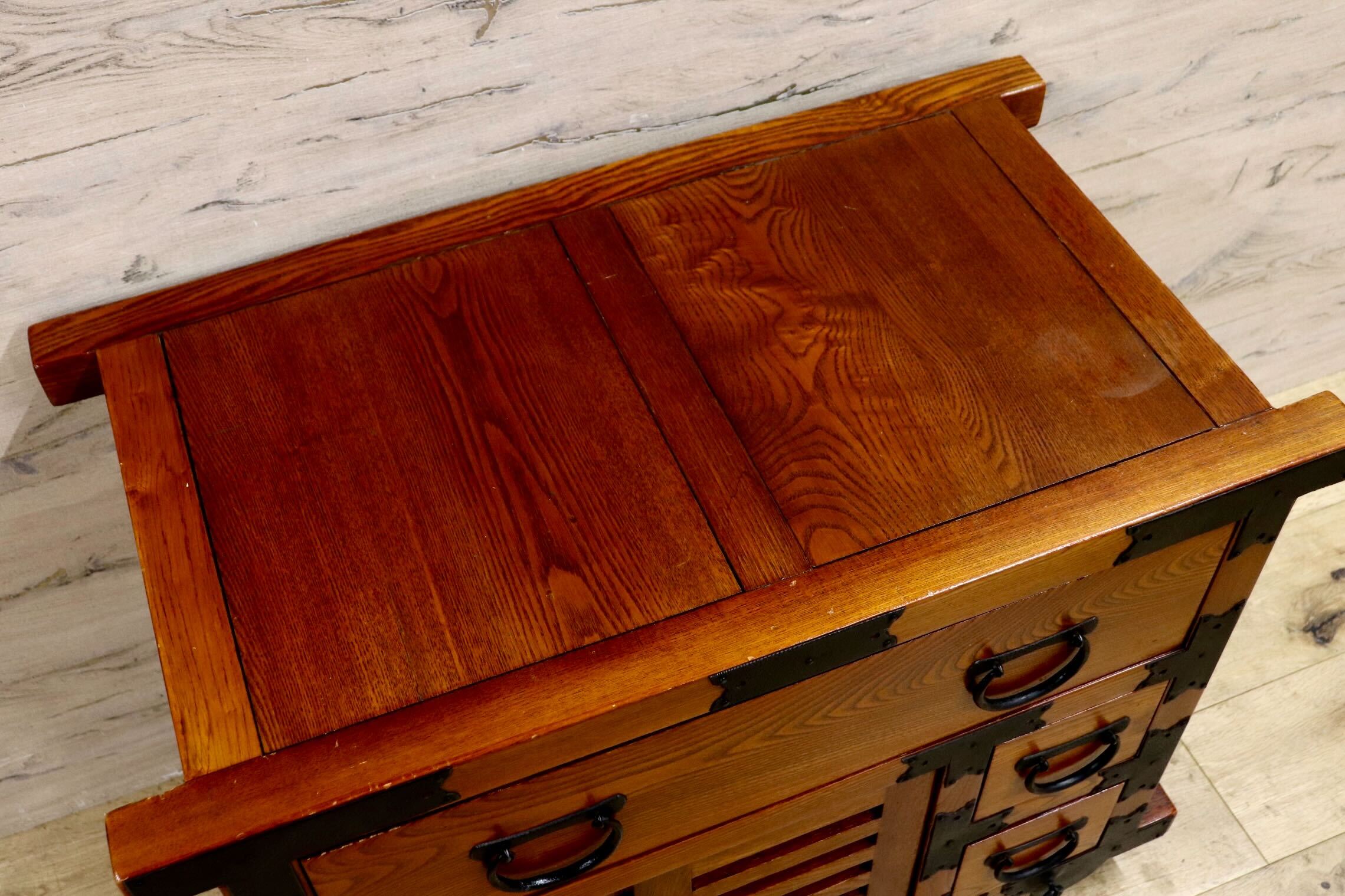 GMIK778○車箪笥 チェスト 整理箪笥 和モダン 古民家 レトロ 和家具 収納 引き出し 戸棚 アンティーク ヴィンテージ