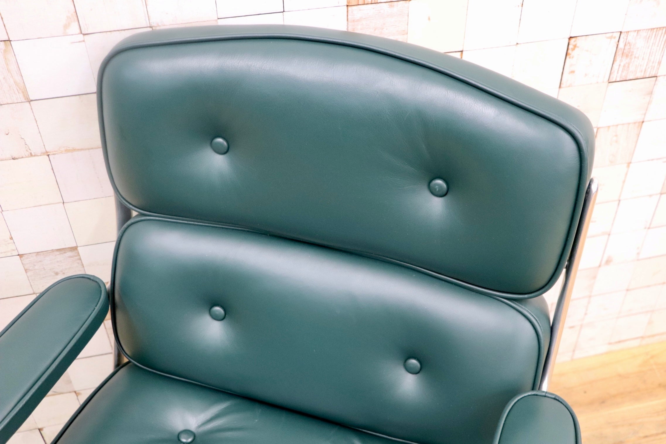 GMJO87O○Herman Miller / ハーマンミラー イームズ エグゼクティブチェア タイムライフチェア 本革 グリーン チャールズ&レイ 定価約95万