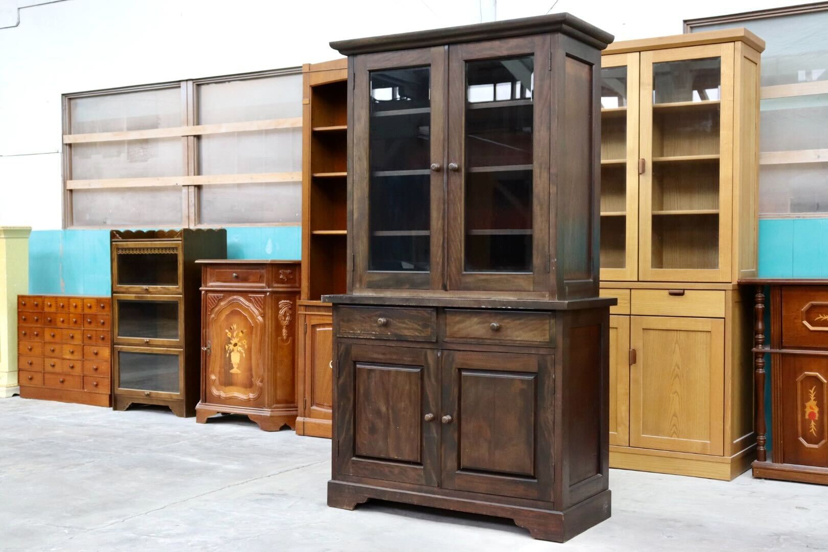 GMHK866○九州民芸家具 食器棚 本棚 飾り棚 カップボード キャビネット 収納家具 和家具 レトロ 古民家 ヴィンテージ 検)松本民芸家具