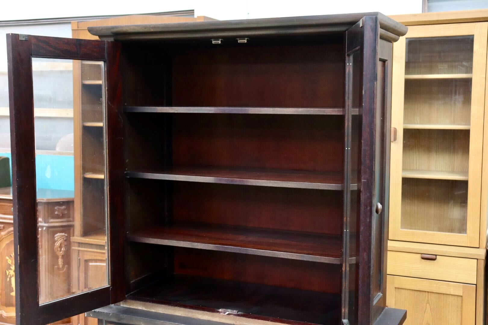 GMHK866○九州民芸家具 食器棚 本棚 飾り棚 カップボード キャビネット 収納家具 和家具 レトロ 古民家 ヴィンテージ 検)松本民芸家具