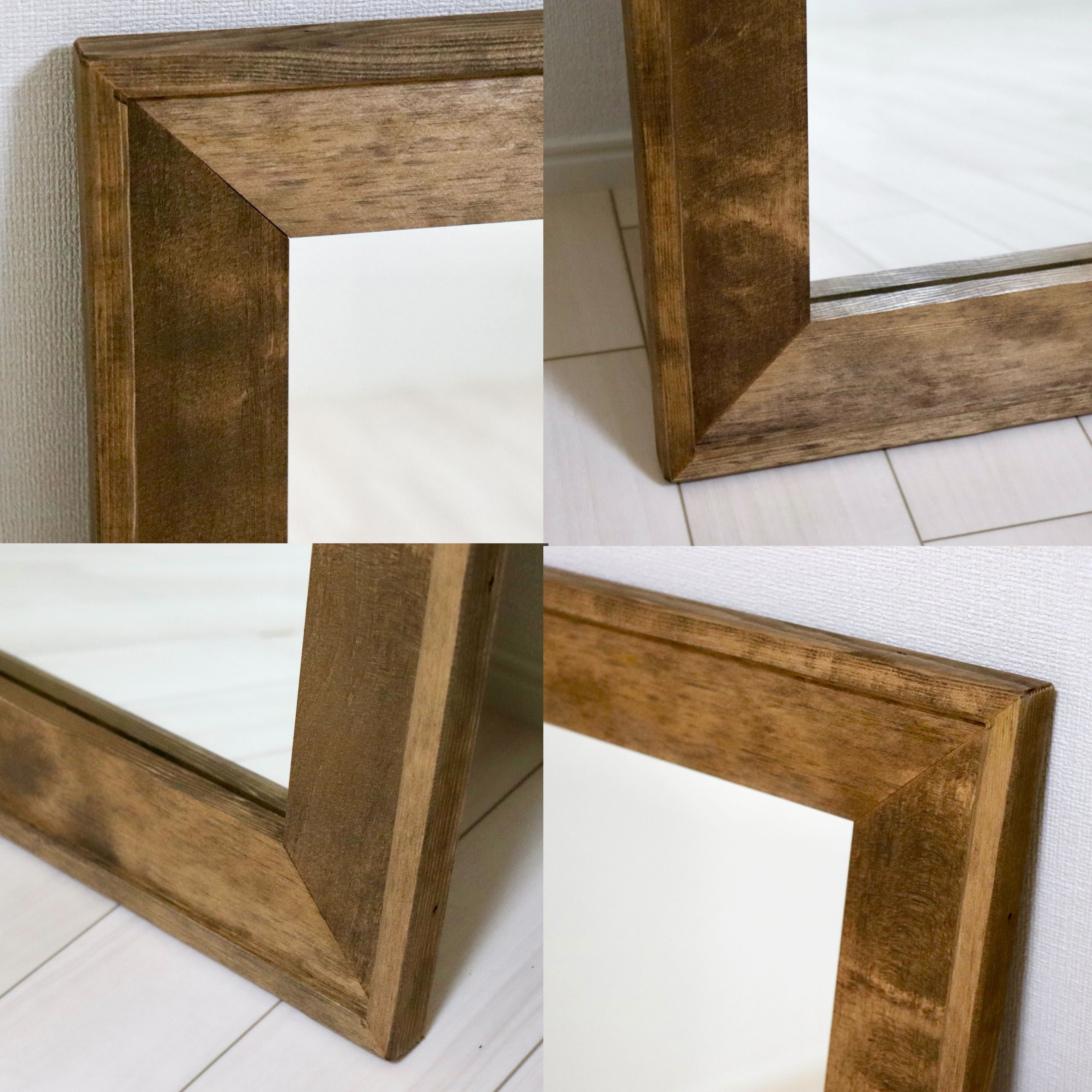 GMIH415F○Canffy / キャンフィ ダブルフレーム ウォールミラー 壁掛けミラー 全身鏡 鏡 姿見 ミラー 天然木 定価約2.4万