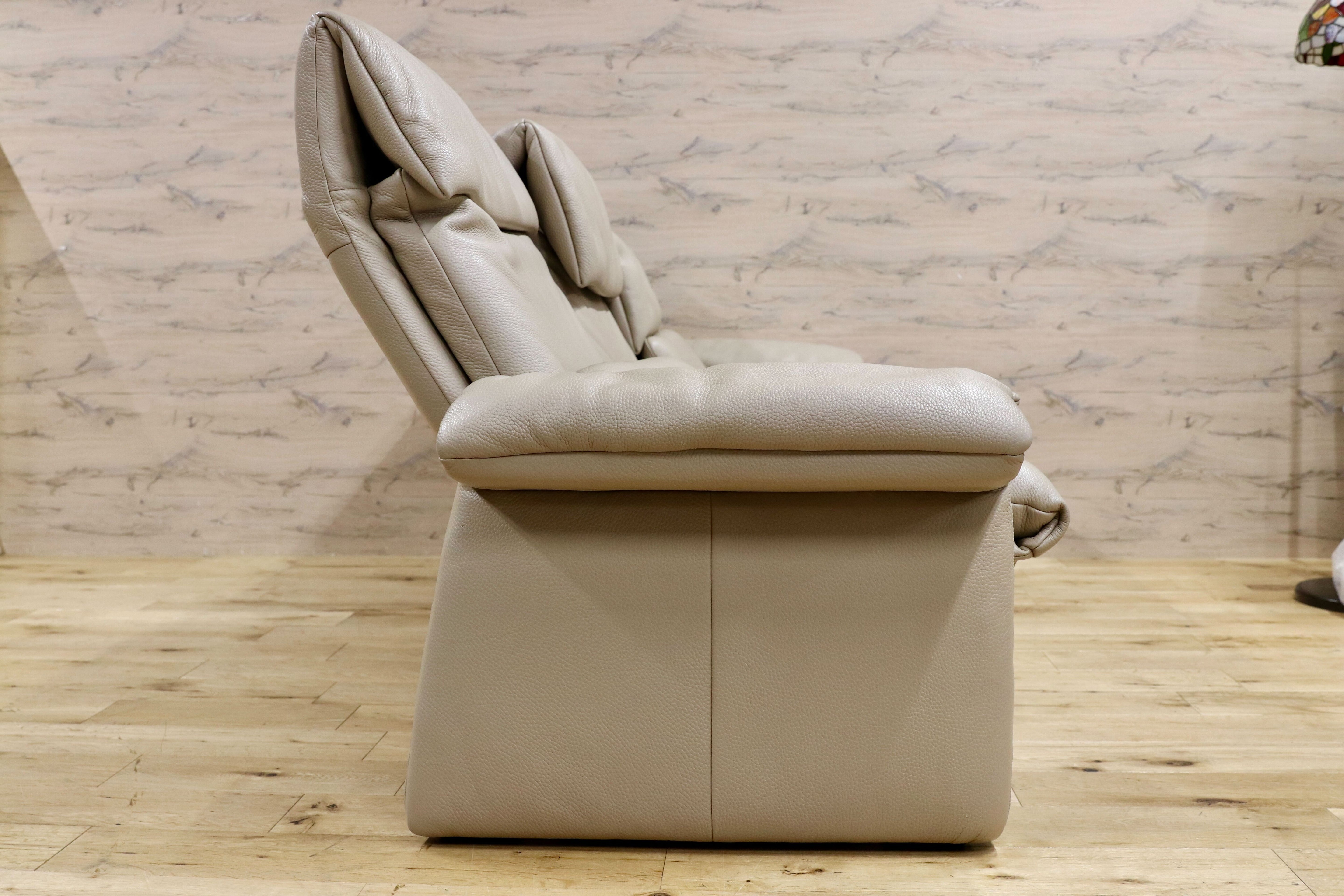 GMHN231○erpo / エルポ ルガノ 3人掛けソファ トリプルソファ リクライニングソファ 総本革 グレージュ ドイツ 最高級 約203万 展示品