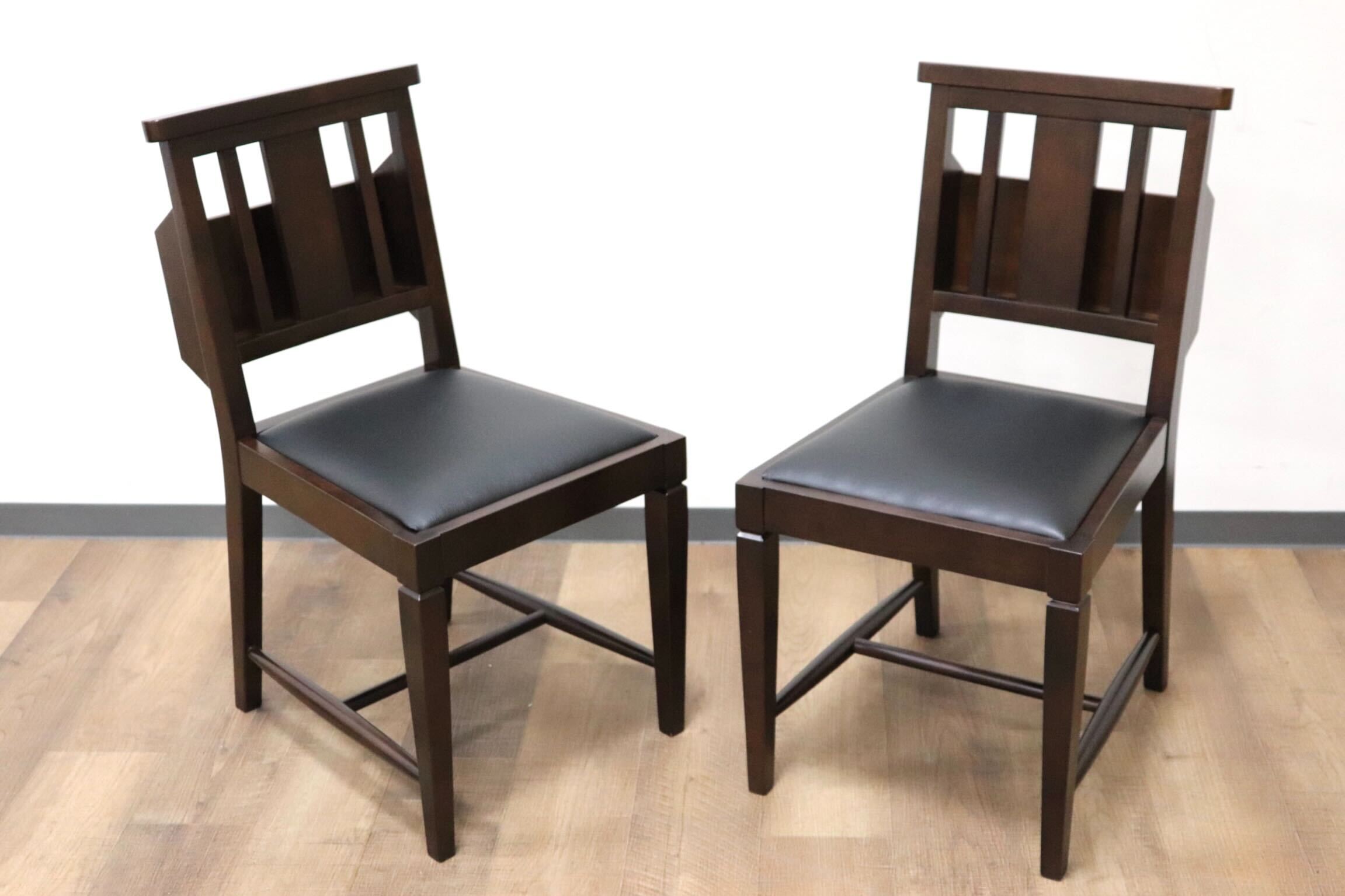 GMGN342S○CHERRY FURNITURE / 桜屋工業 ダイニングチェア チャーチチェア マガジンラック 合皮 ダークブラウン 2脚セット モダン 未使用品