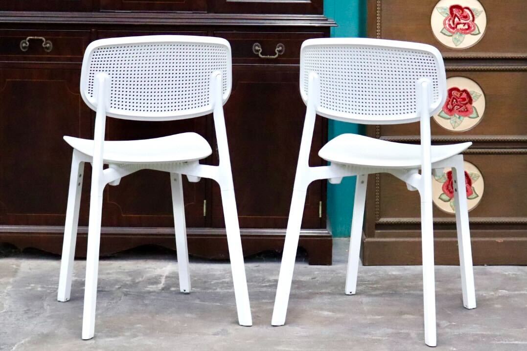 GMIS275A○KRISTALIA / クリスタリア COLANDER ダイニングチェア 椅子 2脚セット スタッキング モダン イタリア 白 展示品 定価約10万