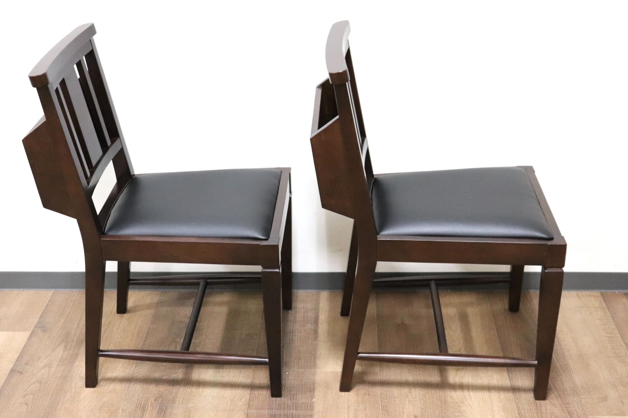 GMGN342S○CHERRY FURNITURE / 桜屋工業 ダイニングチェア チャーチチェア マガジンラック 合皮 ダークブラウン 2脚セット モダン 未使用品