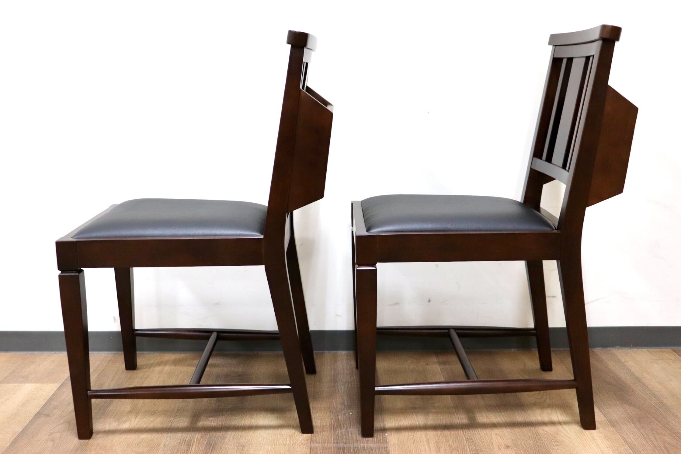 GMGN342S○CHERRY FURNITURE / 桜屋工業 ダイニングチェア チャーチチェア マガジンラック 合皮 ダークブラウン 2脚セット モダン 未使用品