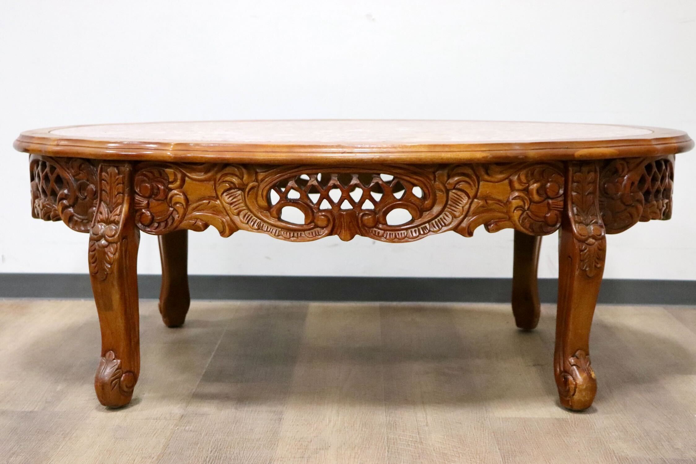 GMGH475○イタリア製 アンティーク 大理石 センターテーブル リビングテーブル 最高級 ロココ調 彫刻 猫脚 展示品※発送不可