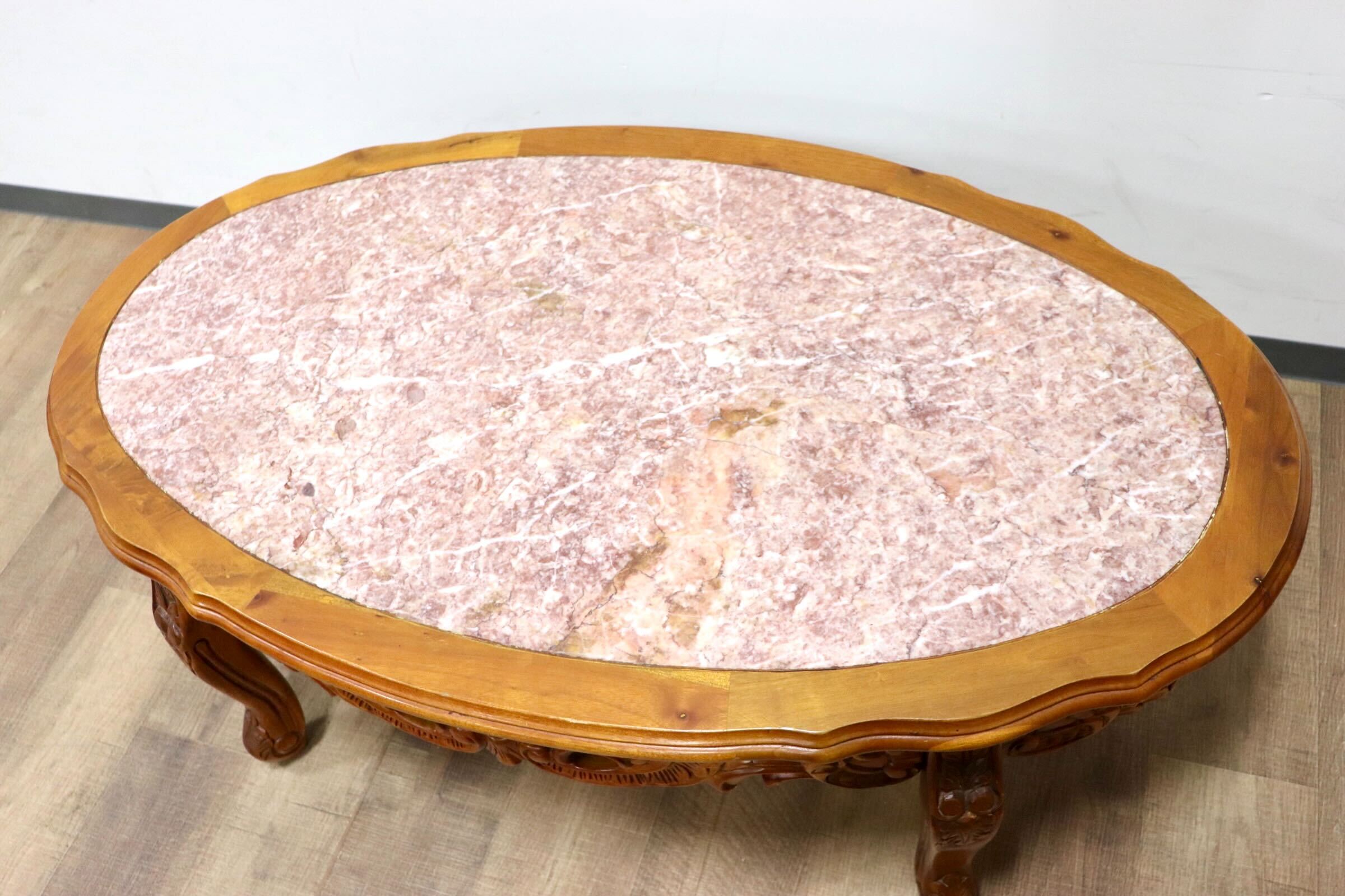 GMGH475○イタリア製 アンティーク 大理石 センターテーブル リビングテーブル 最高級 ロココ調 彫刻 猫脚 展示品※発送不可