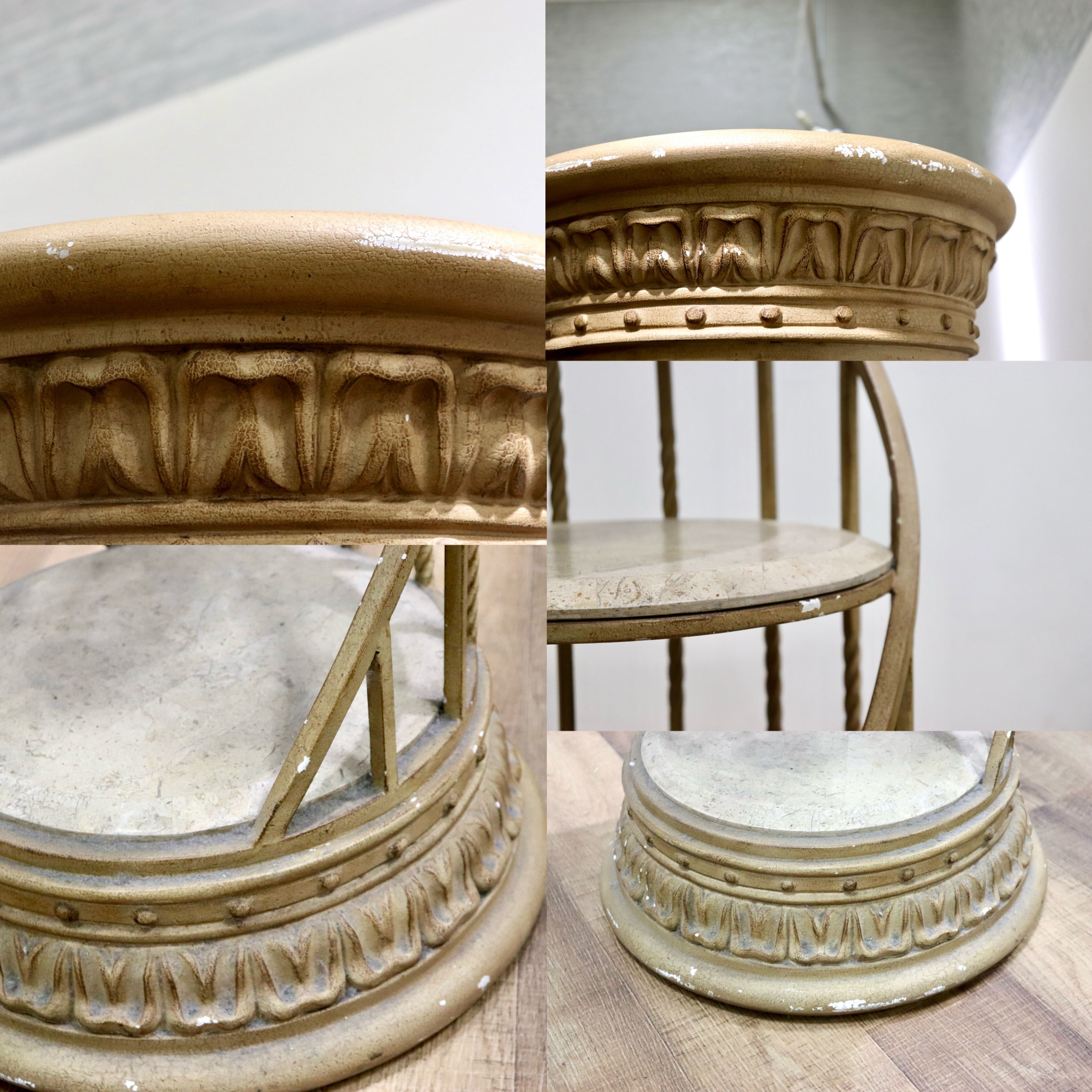 GMHK374○西洋アンティーク調 フラワースタンド 花台 飾り棚 ディスプレイラック タイル 石材 アイアンフレーム 店舗什器