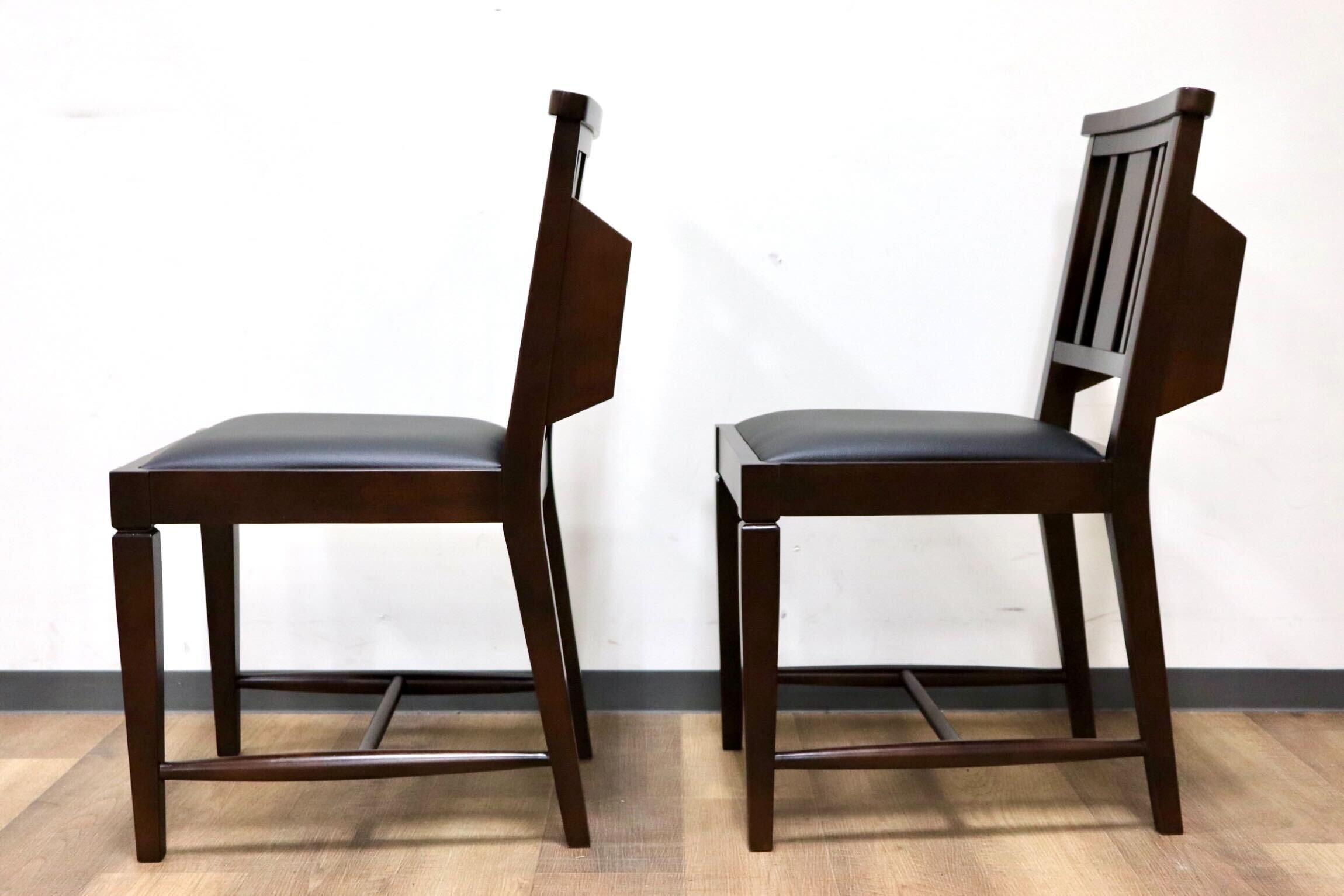 GMGN342T○CHERRY FURNITURE / 桜屋工業 ダイニングチェア チャーチチェア マガジンラック 合皮 ダークブラウン 2脚セット モダン 未使用品