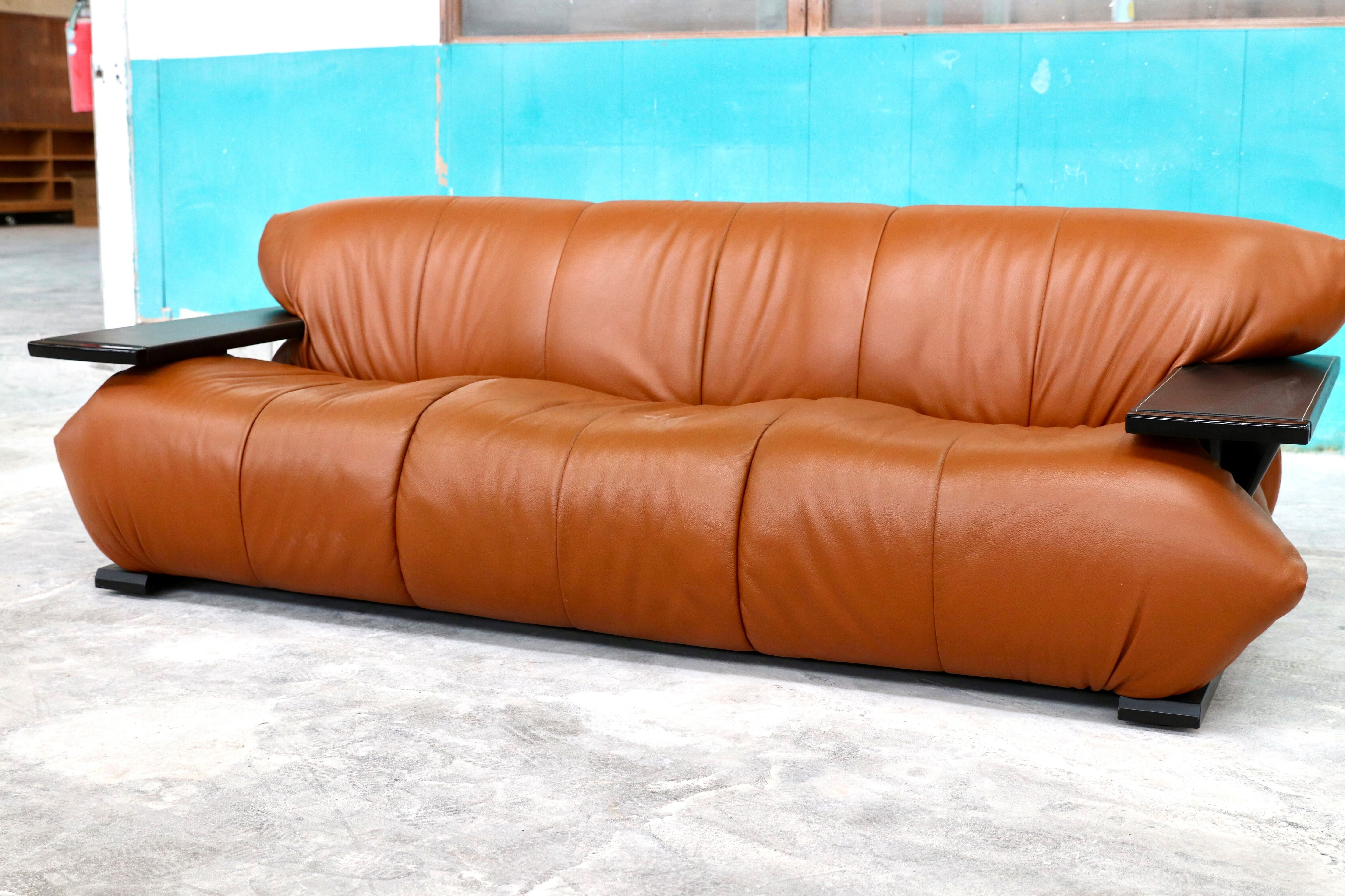 c○モリシゲ / MORISHIGE G-アーク 3人掛けソファ トリプルソファ ライトブラウン 総革 IDC大塚家具 モダン