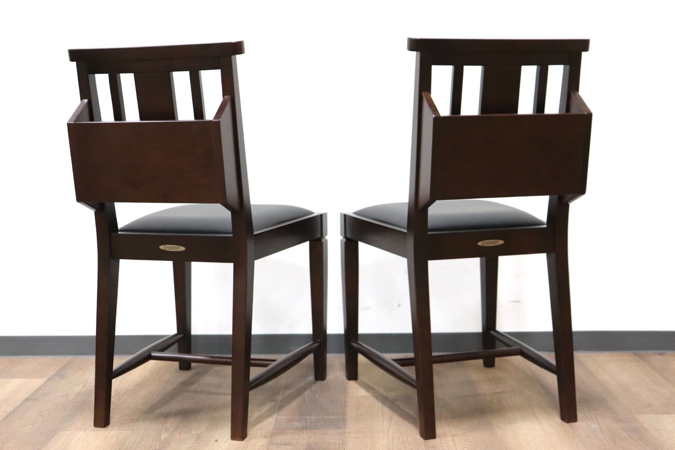 GMGN342T○CHERRY FURNITURE / 桜屋工業 ダイニングチェア チャーチチェア マガジンラック 合皮 ダークブラウン 2脚セット モダン 未使用品