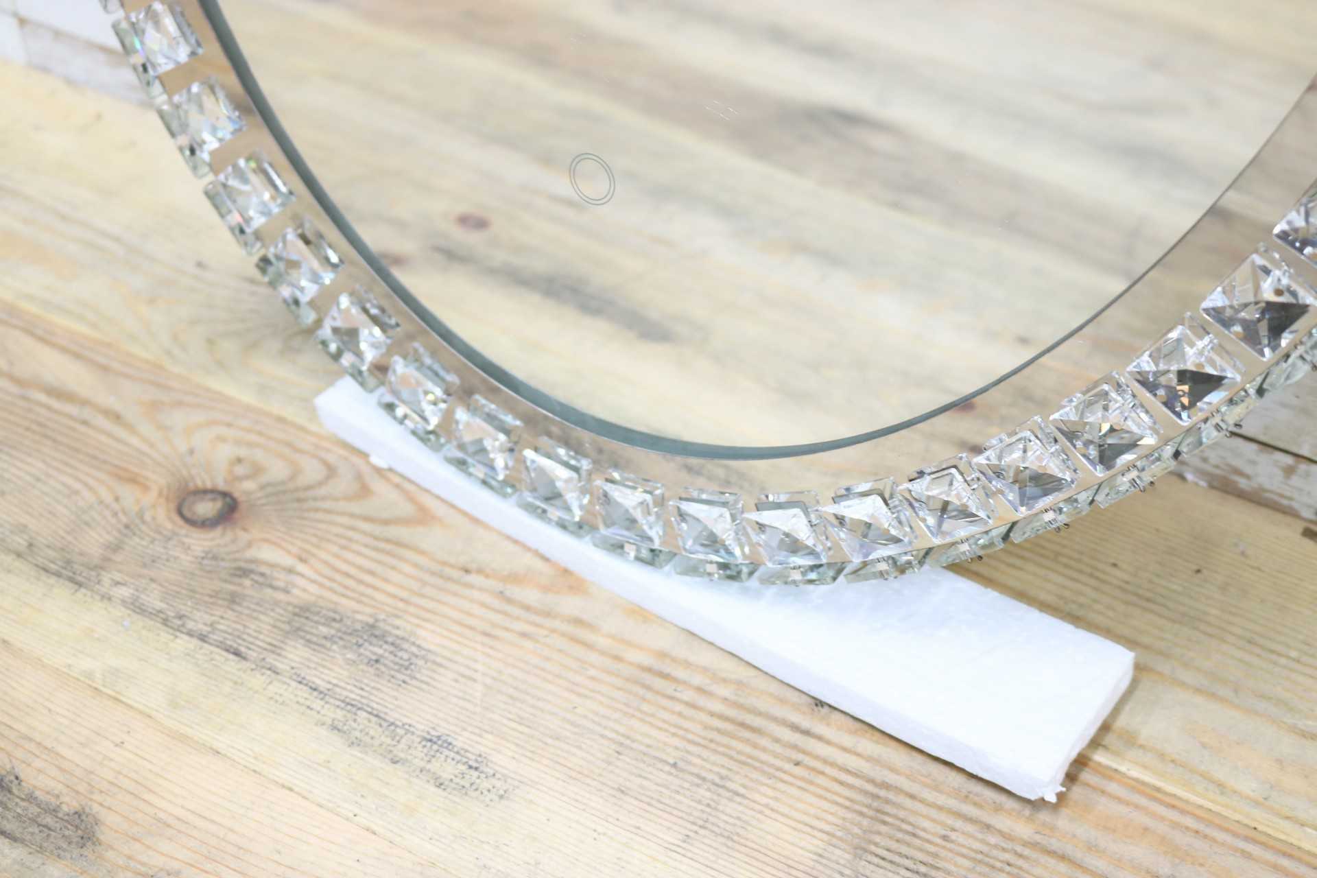 GMIK747C◯ウォールミラー 壁掛け鏡 壁掛けミラー 立て掛けミラー 鏡 照明付き 楕円形 クリスタル 店舗什器 インテリア 未使用