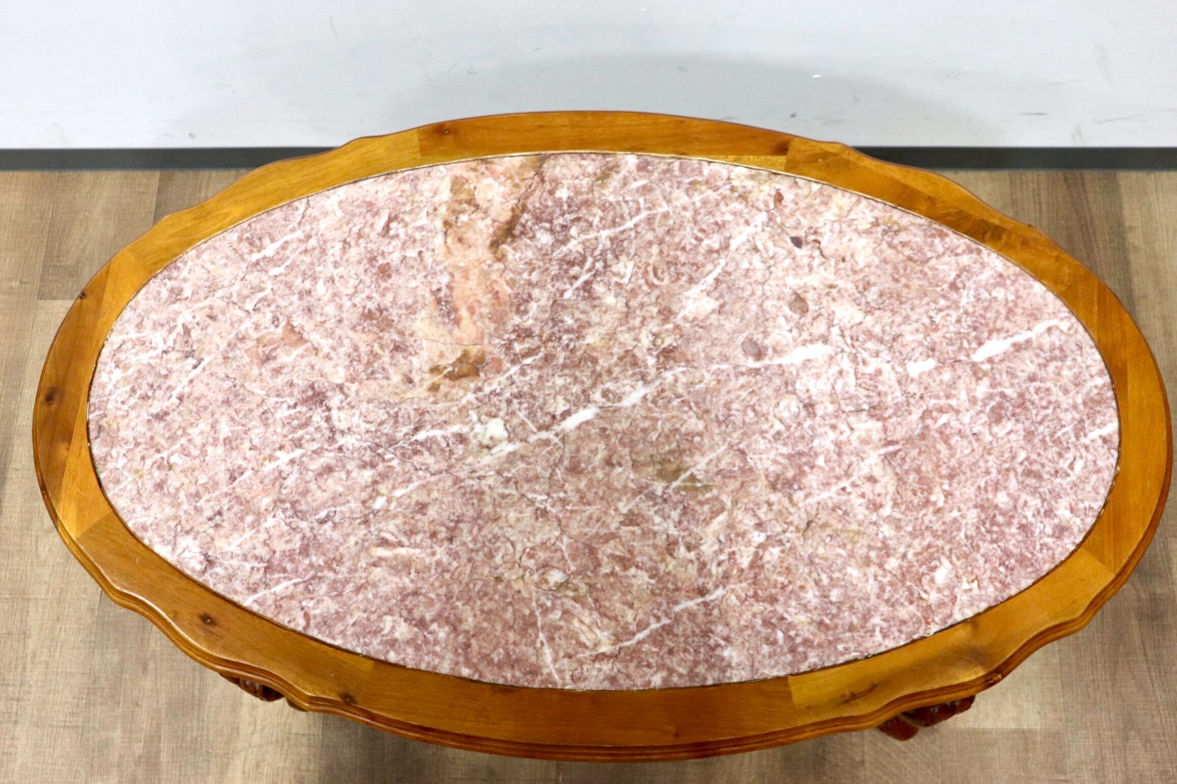 GMGH475○イタリア製 アンティーク 大理石 センターテーブル リビングテーブル 最高級 ロココ調 彫刻 猫脚 展示品※発送不可