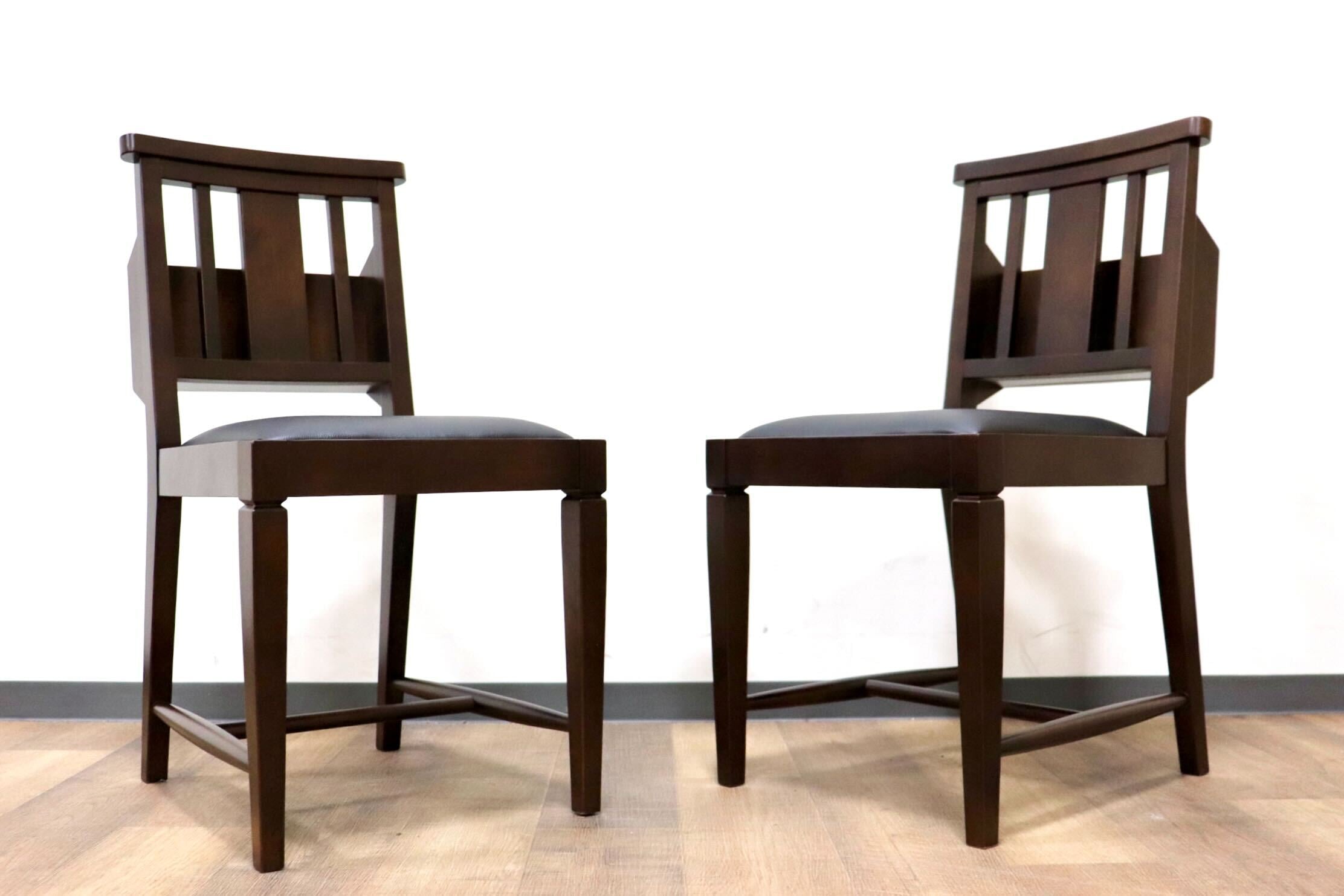 GMGN342U○CHERRY FURNITURE / 桜屋工業 ダイニングチェア チャーチチェア マガジンラック 合皮 ダークブラウン 2脚セット モダン 未使用品