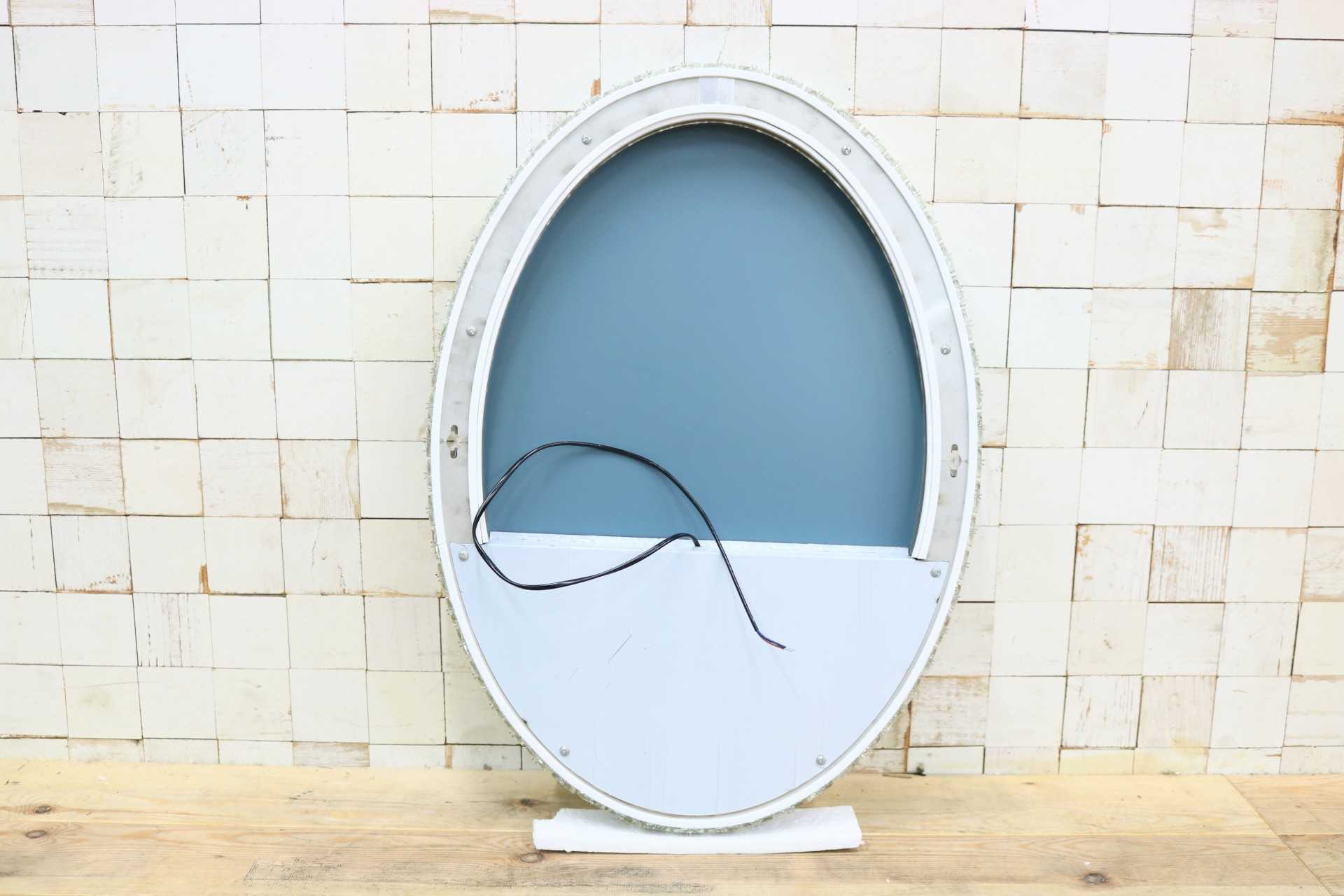 GMIK747C◯ウォールミラー 壁掛け鏡 壁掛けミラー 立て掛けミラー 鏡 照明付き 楕円形 クリスタル 店舗什器 インテリア 未使用