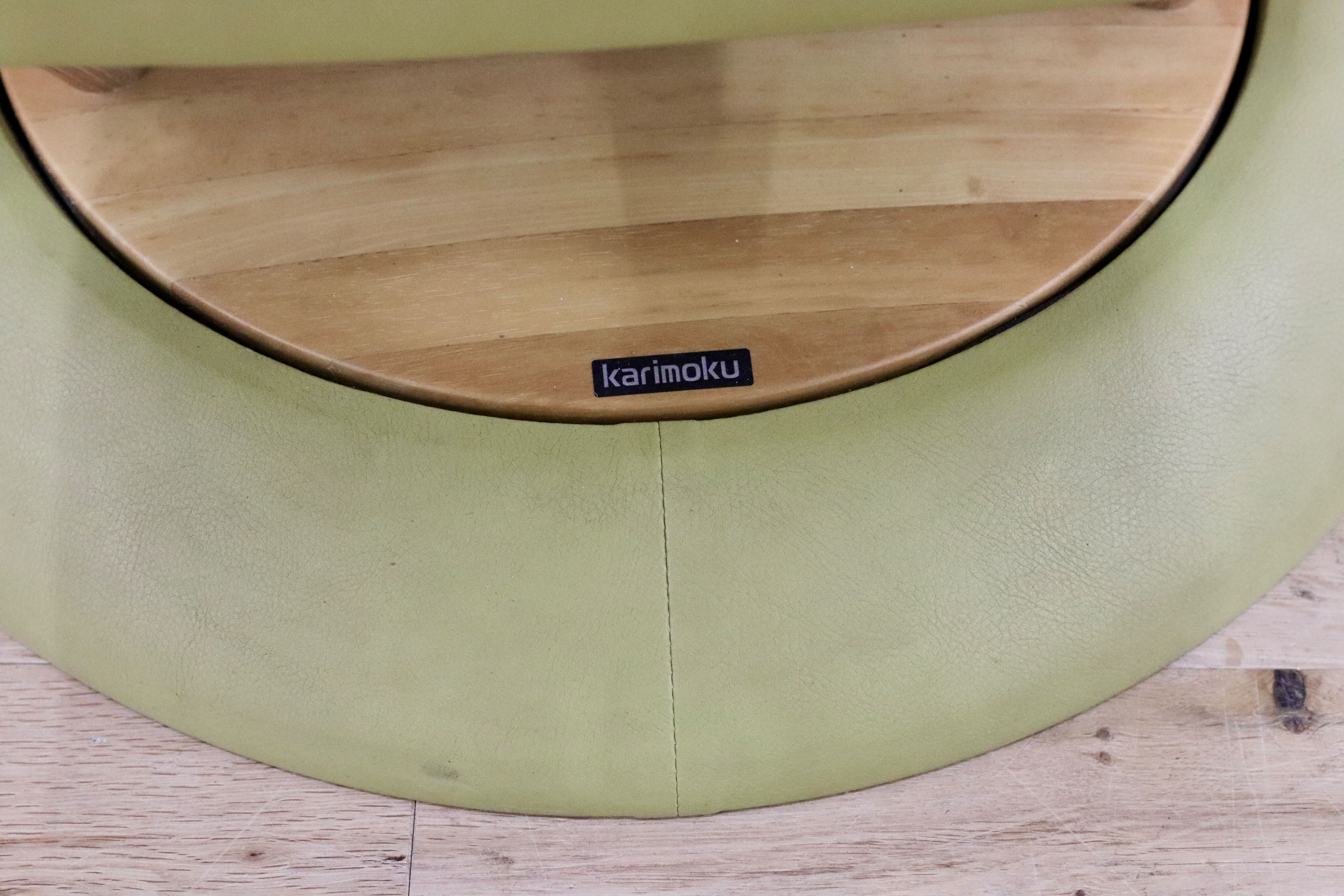 GMHK813A○karimoku / カリモク アールポジション リクライニングチェア 1人掛けソファ 本革 ライムグリーン ラウンジチェア 国産家具