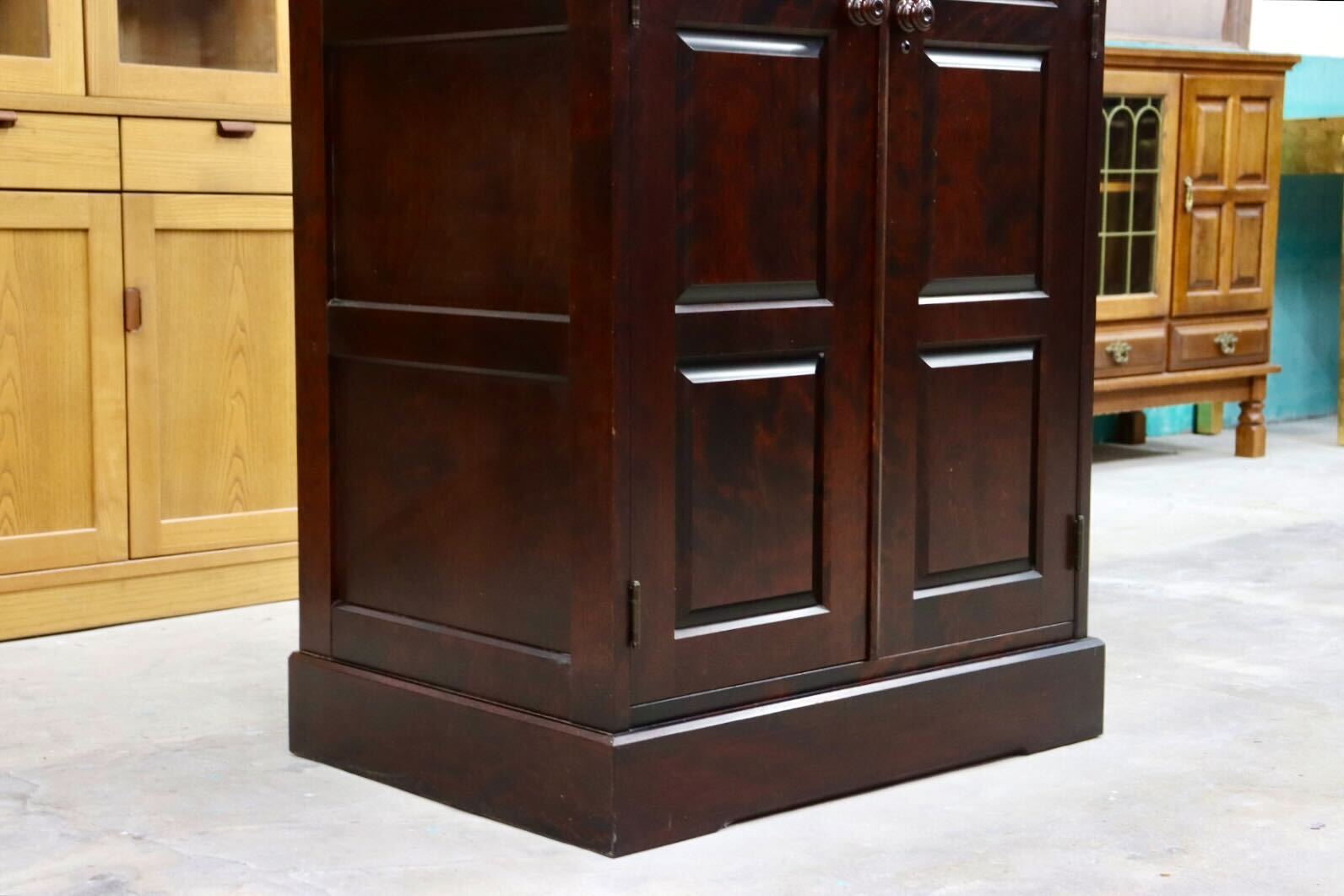 GMHK848○北海道民芸家具 ワードローブ クローゼット 洋服タンス キャビネット 樺材 無垢 和家具 和モダン 古民家 レトロ 定価約18万