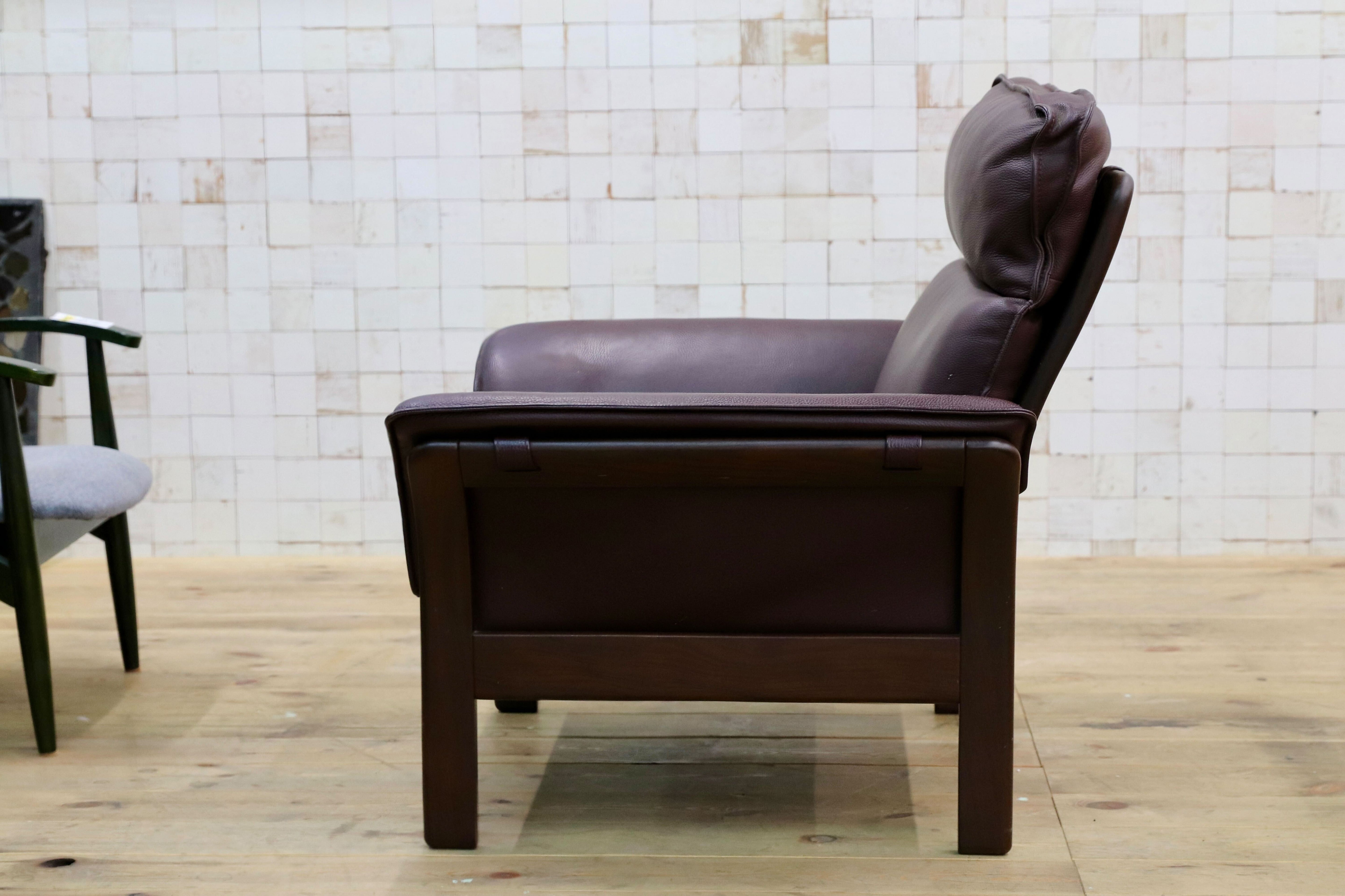 GMIH508○erpo / エルポ AS-ER-01 1人掛けソファ シングルソファ ラウンジチェア 本革 レザー 無垢材 ドイツ IDC大塚家具 定価約51万