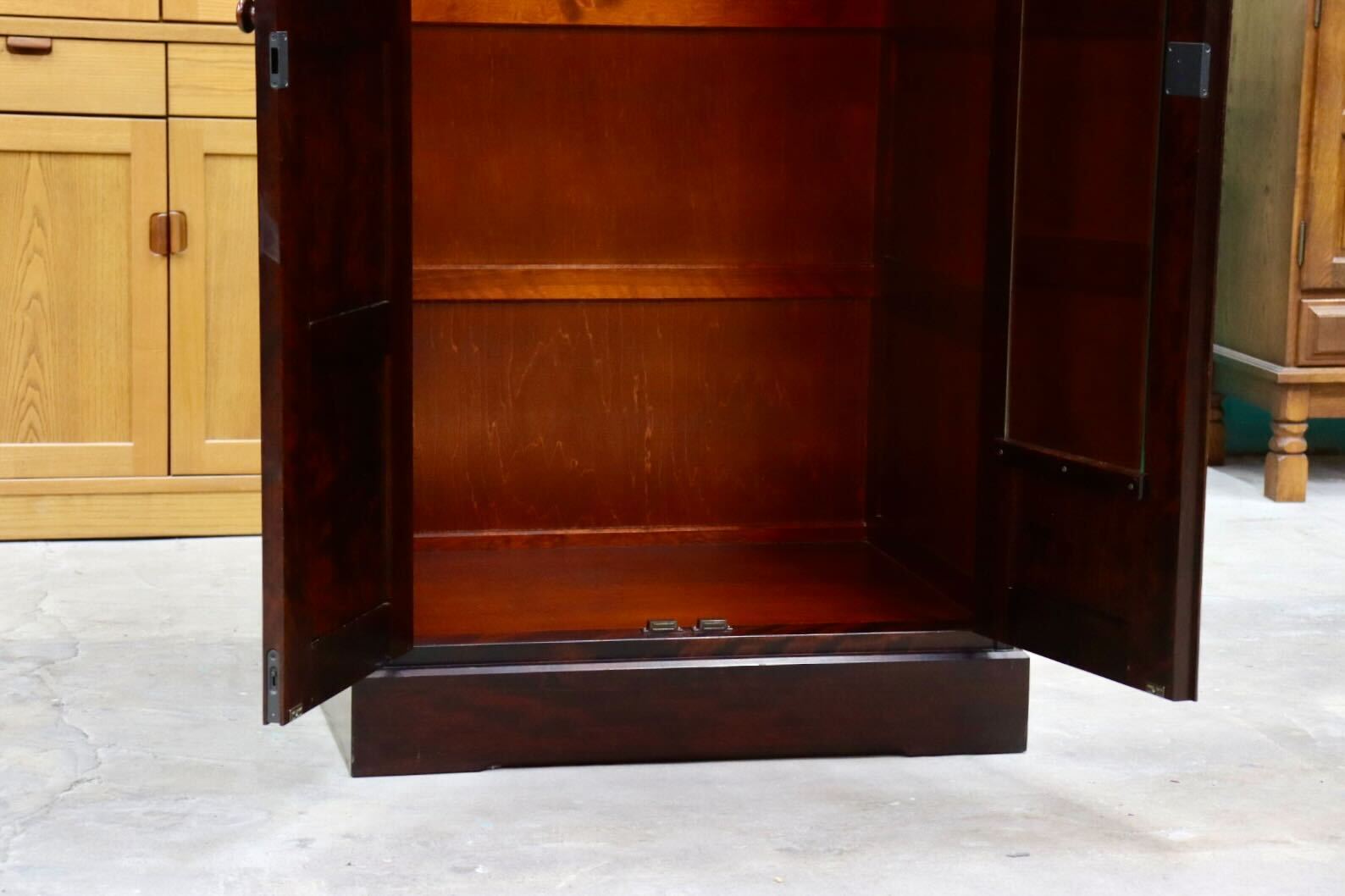 GMHK848○北海道民芸家具 ワードローブ クローゼット 洋服タンス キャビネット 樺材 無垢 和家具 和モダン 古民家 レトロ 定価約18万