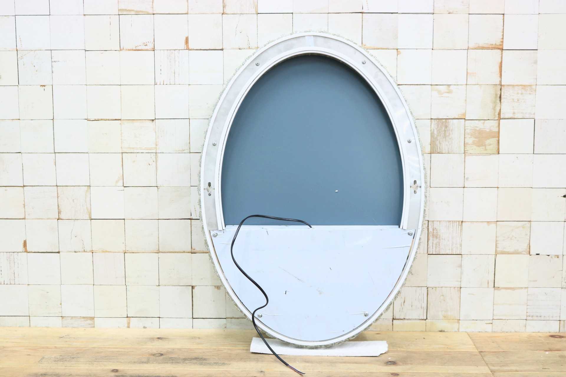 GMIK747D◯ウォールミラー 壁掛け鏡 壁掛けミラー 立て掛けミラー 鏡 照明付き 楕円形 クリスタル 店舗什器 インテリア 未使用