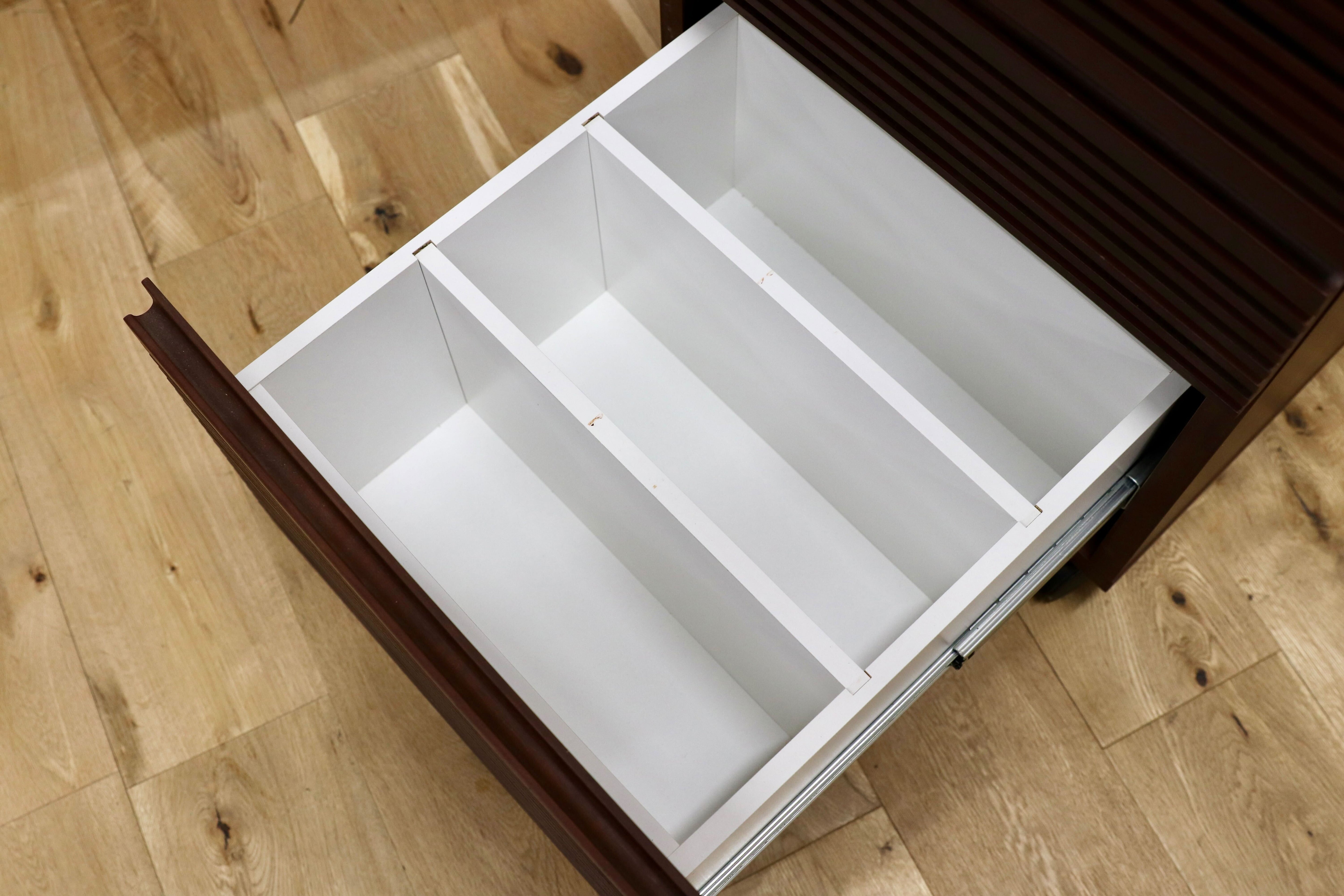 GMFN311○静岡家具 MKマエダ デスクワゴン 袖机 デスクキャビネット ダークブラウン スタイリッシュ モダン