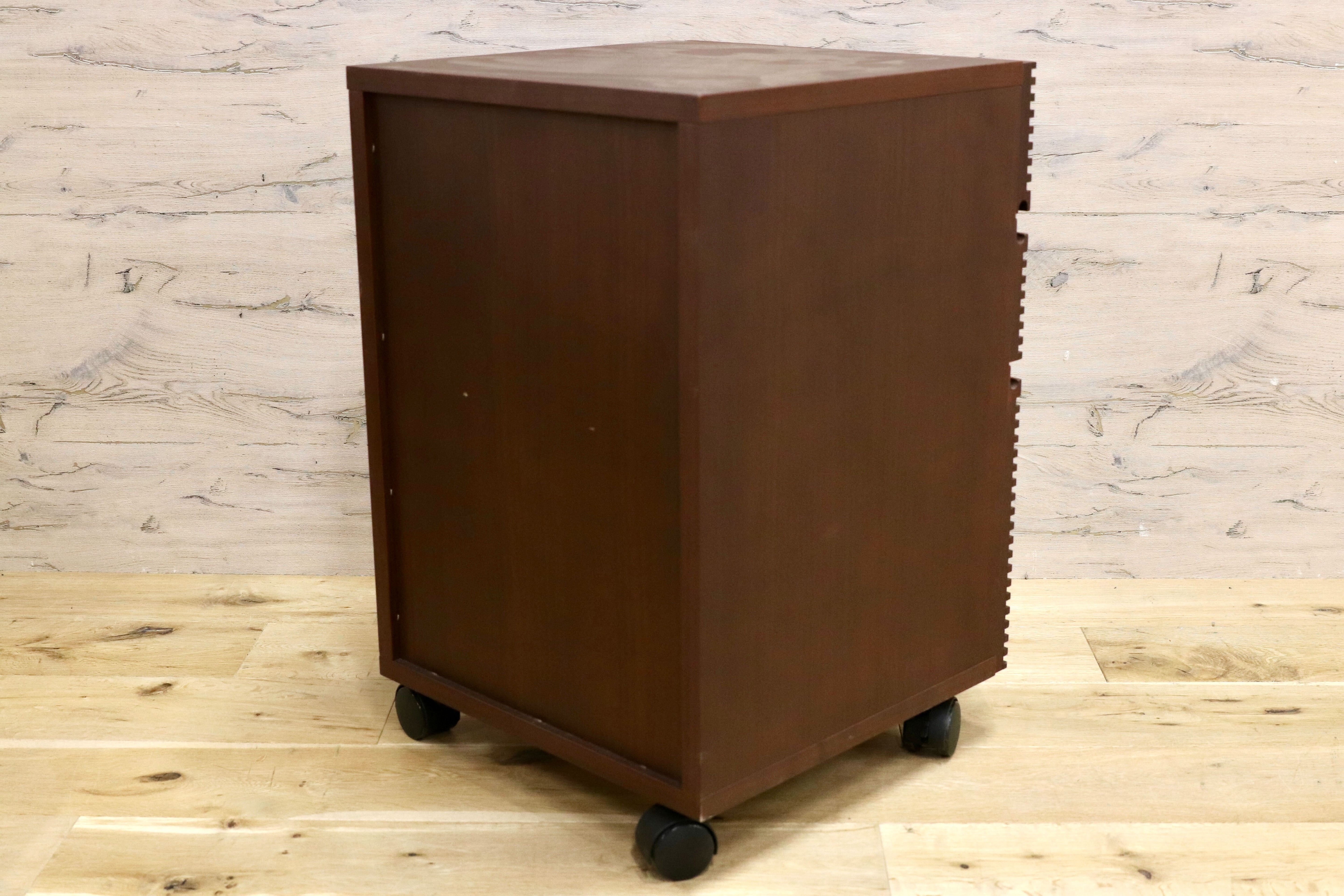 GMFN311○静岡家具 MKマエダ デスクワゴン 袖机 デスクキャビネット ダークブラウン スタイリッシュ モダン