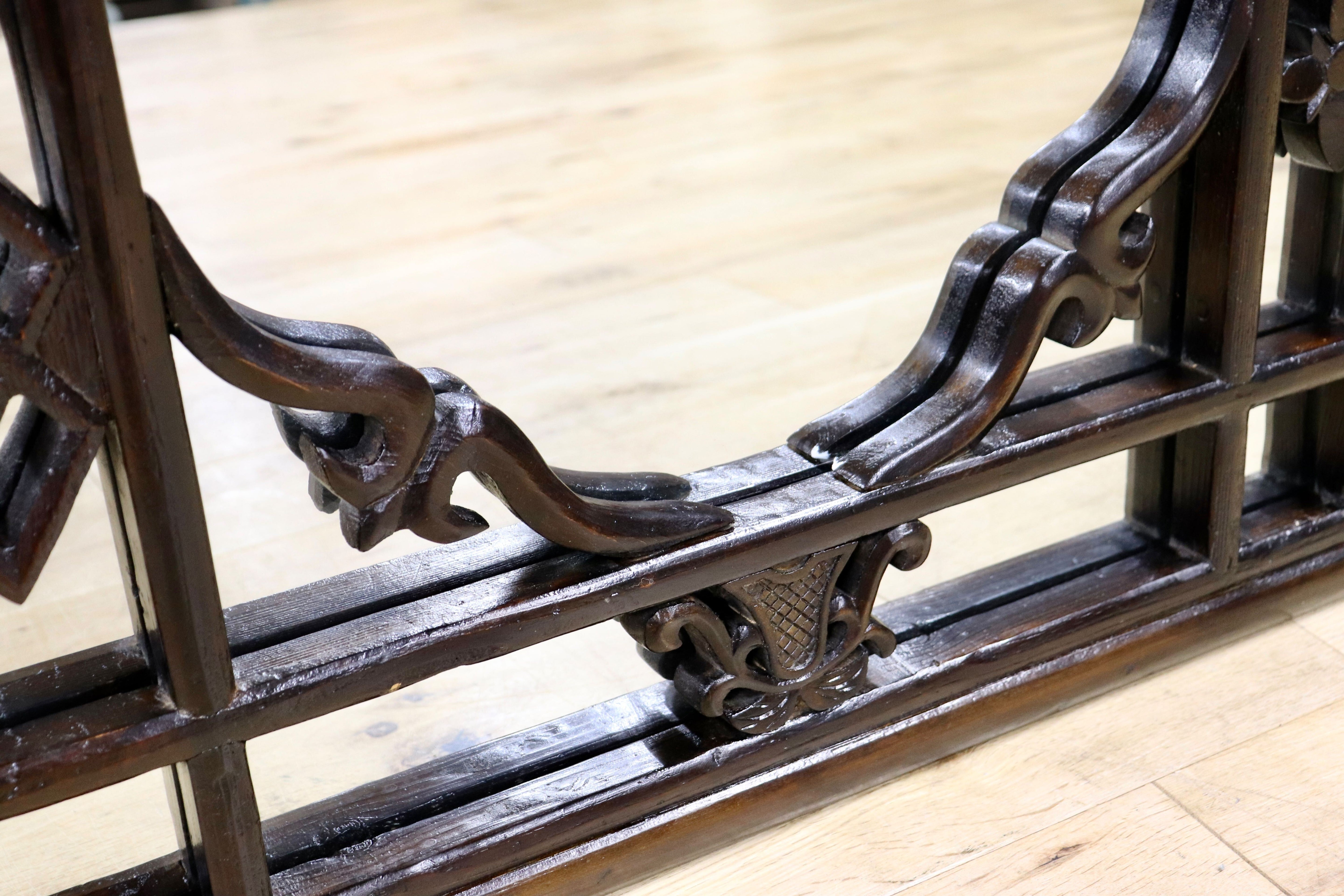 GMHK836H○中国アンティーク ウォールミラー 木製 古材 鏡 壁掛けミラー 建具 ヴィンテージ 古道具 古美術 インテリア 店舗什器