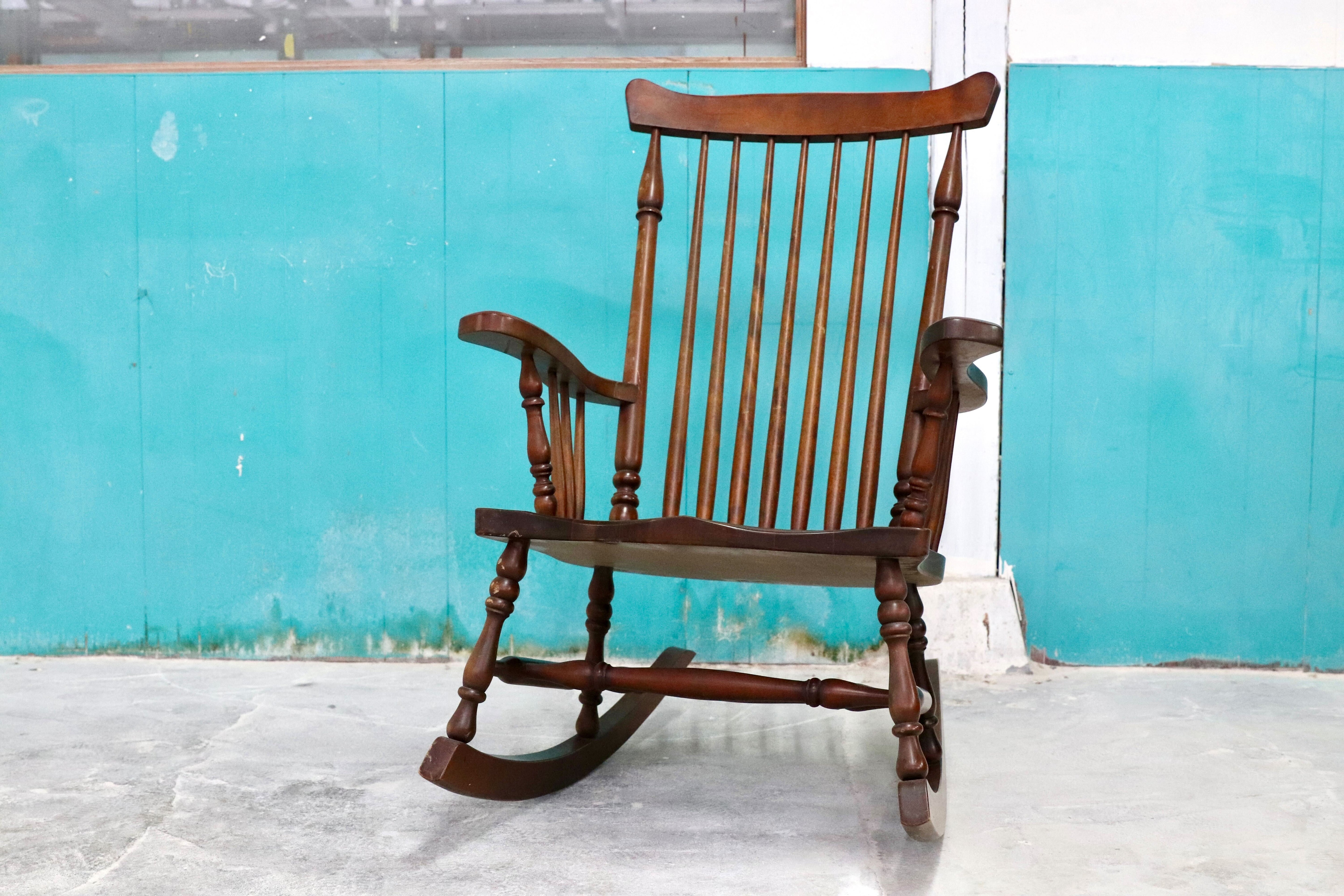 GMHK399○九州民芸家具 ロッキングチェア 揺り椅子 ミズメザクラ レトロ アンティーク 和家具 和モダン 民藝 検)北海道民芸 松本民芸家具