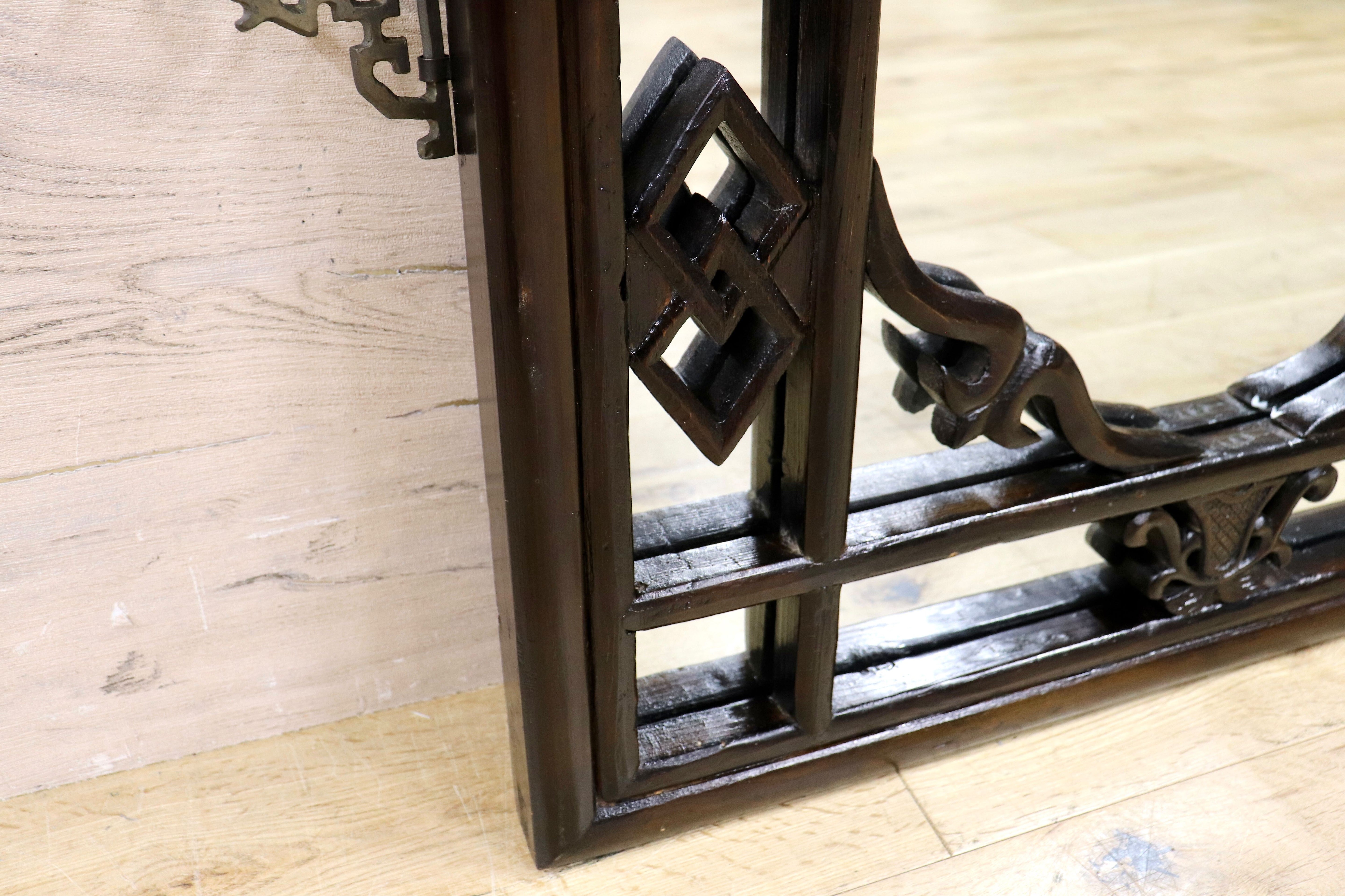 GMHK836H○中国アンティーク ウォールミラー 木製 古材 鏡 壁掛けミラー 建具 ヴィンテージ 古道具 古美術 インテリア 店舗什器