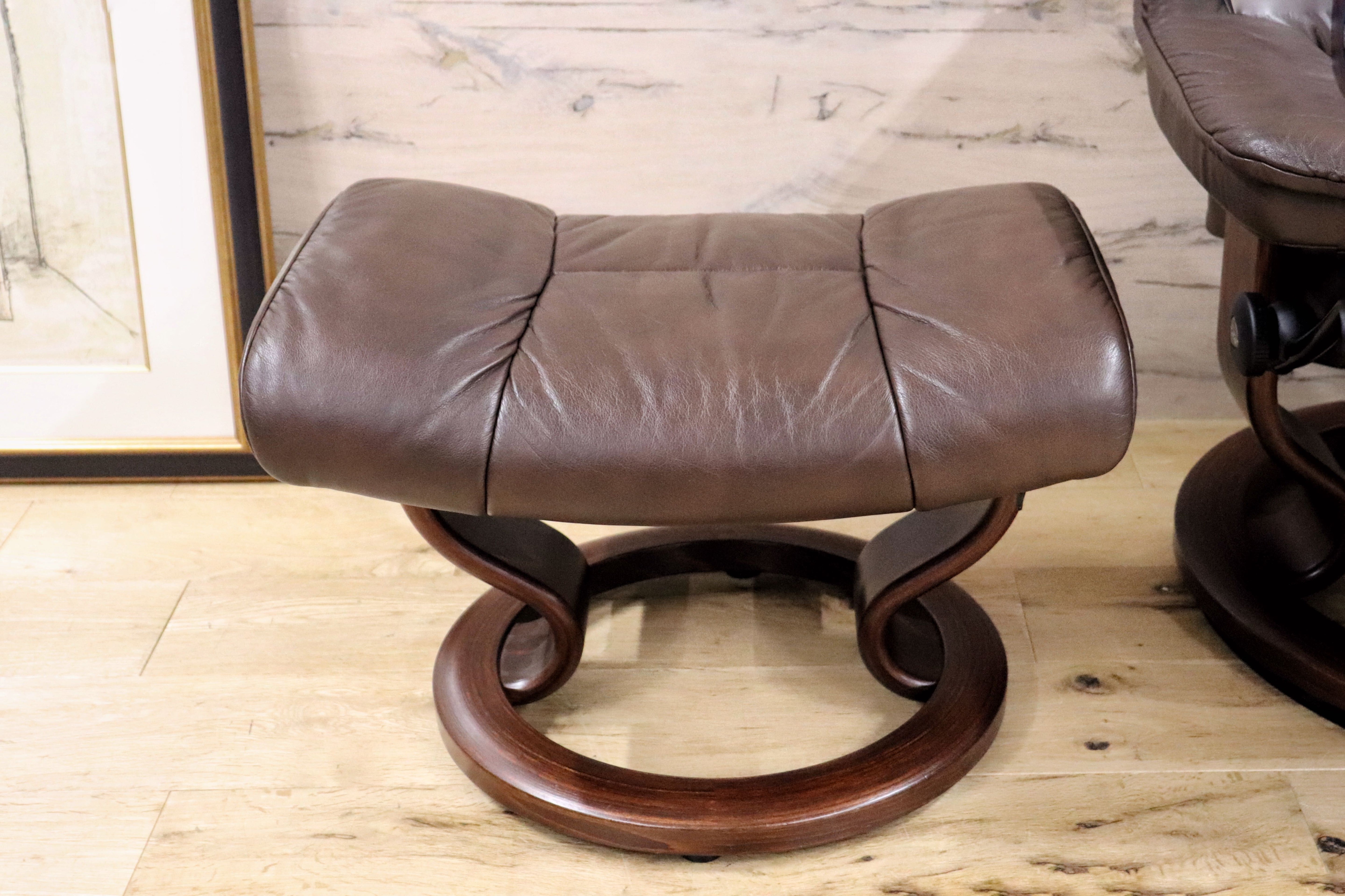 GMGH314○EKORNES / エコーネス Reno レノ ストレスレスチェア オットマン リクライニングチェア Sサイズ 本革 定価約44万 美品