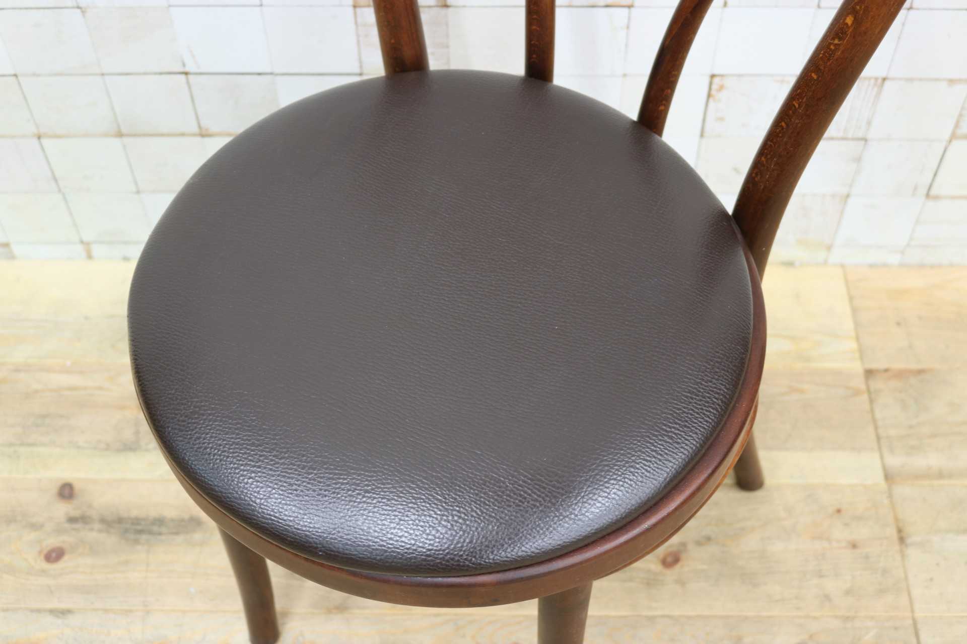 GMIH421L○maruni / マルニ オールド ヴィンテージ ベントウッドチェア ルーマニア製 曲木 アンティーク 合皮 ブナ材 稀少