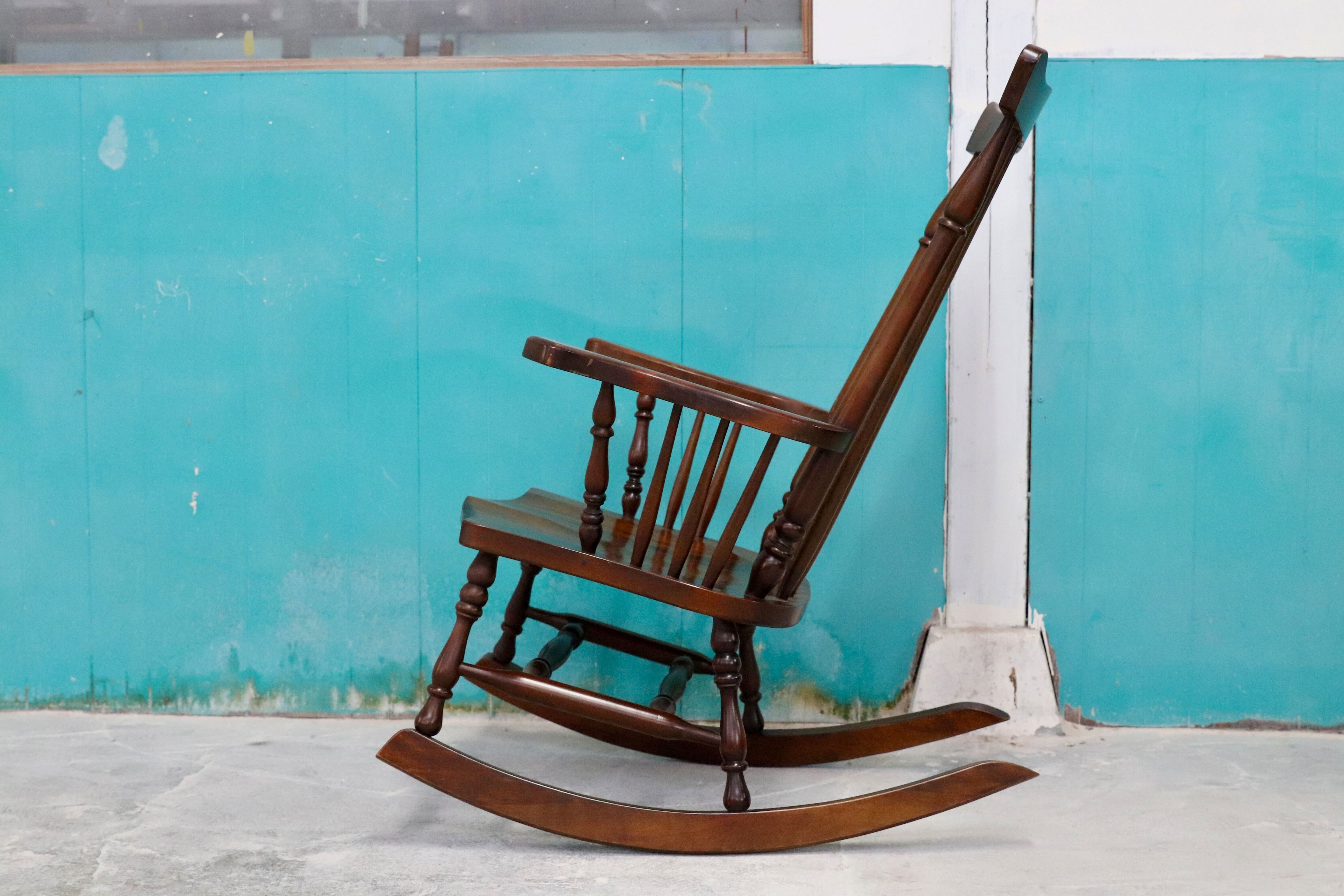 GMHK399○九州民芸家具 ロッキングチェア 揺り椅子 ミズメザクラ レトロ アンティーク 和家具 和モダン 民藝 検)北海道民芸 松本民芸家具