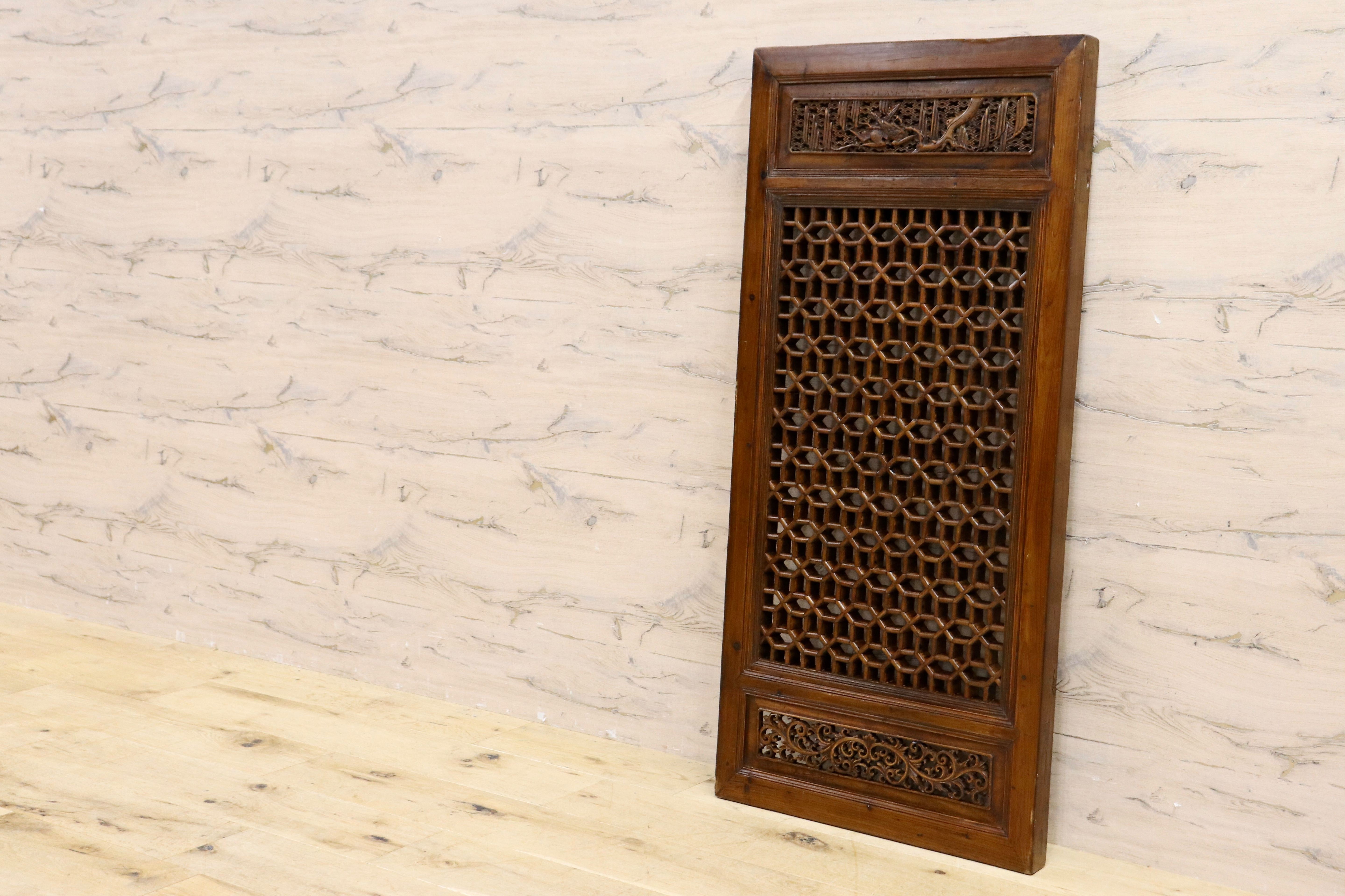 GMHK836I○中国アンティーク 建具 木製 古材 ヴィンテージ 古道具 古美術 インテリア 衝立 彫刻