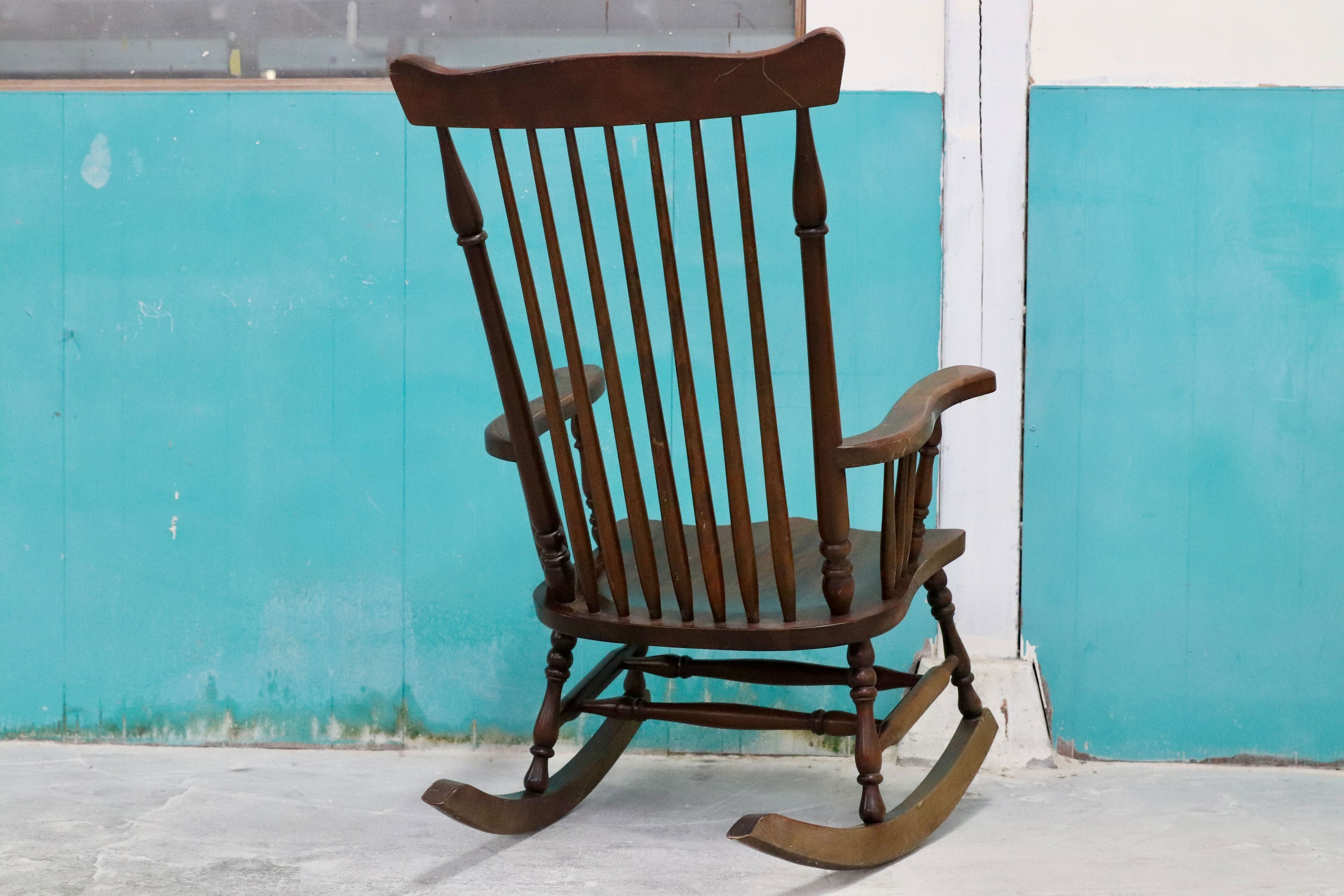 GMHK399○九州民芸家具 ロッキングチェア 揺り椅子 ミズメザクラ レトロ アンティーク 和家具 和モダン 民藝 検)北海道民芸 松本民芸家具