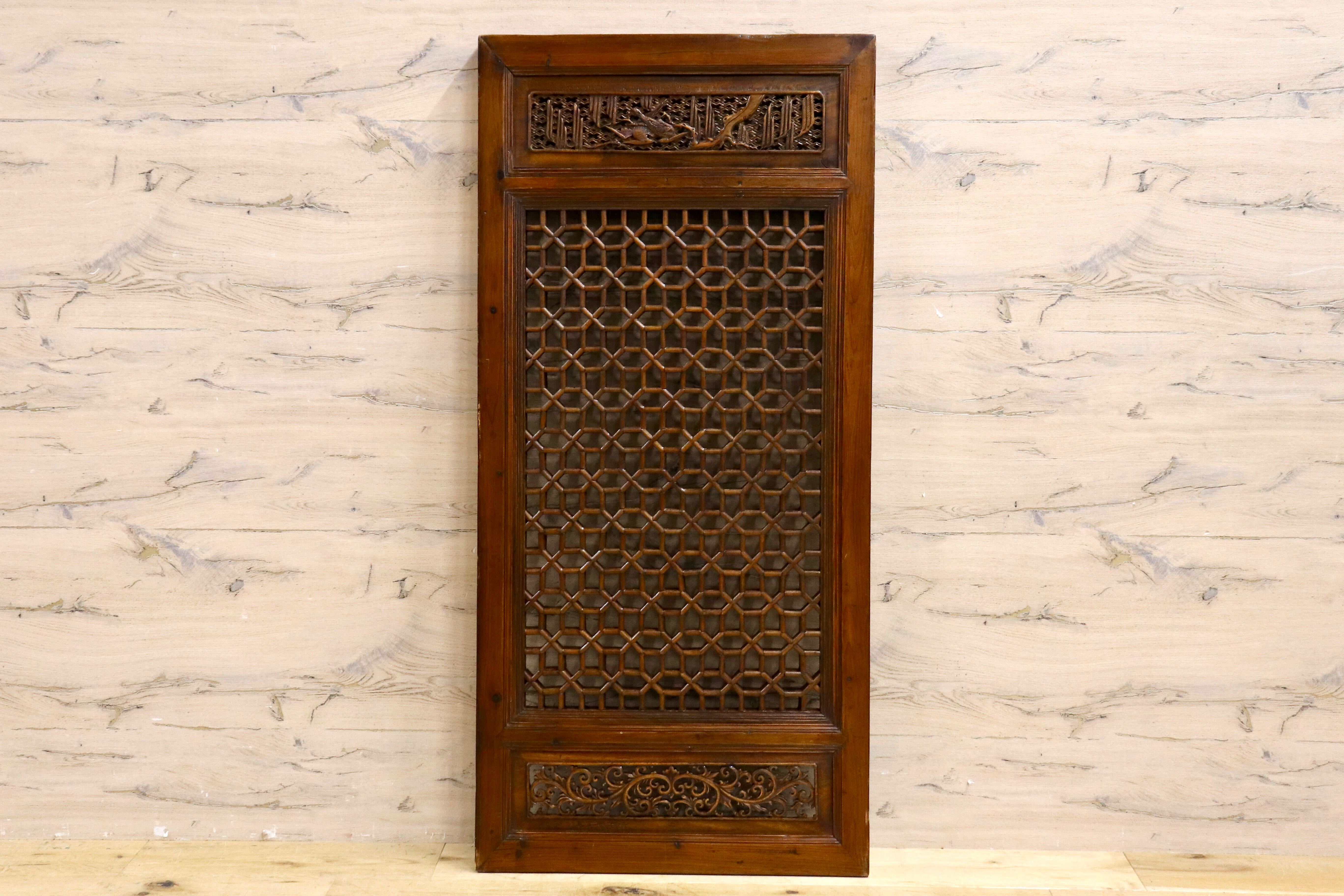 GMHK836I○中国アンティーク 建具 木製 古材 ヴィンテージ 古道具 古美術 インテリア 衝立 彫刻