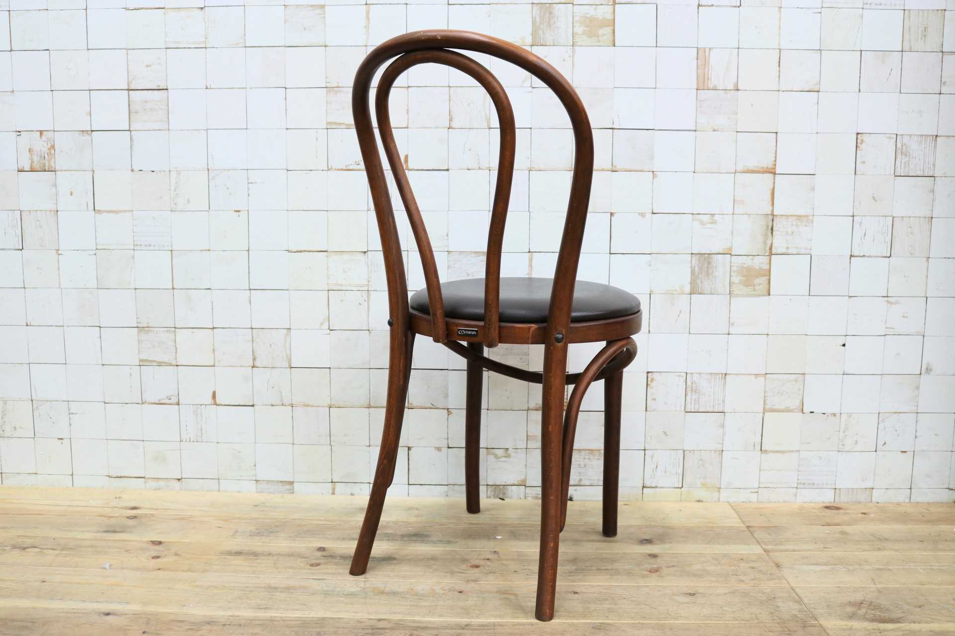GMIH421L○maruni / マルニ オールド ヴィンテージ ベントウッドチェア ルーマニア製 曲木 アンティーク 合皮 ブナ材 稀少