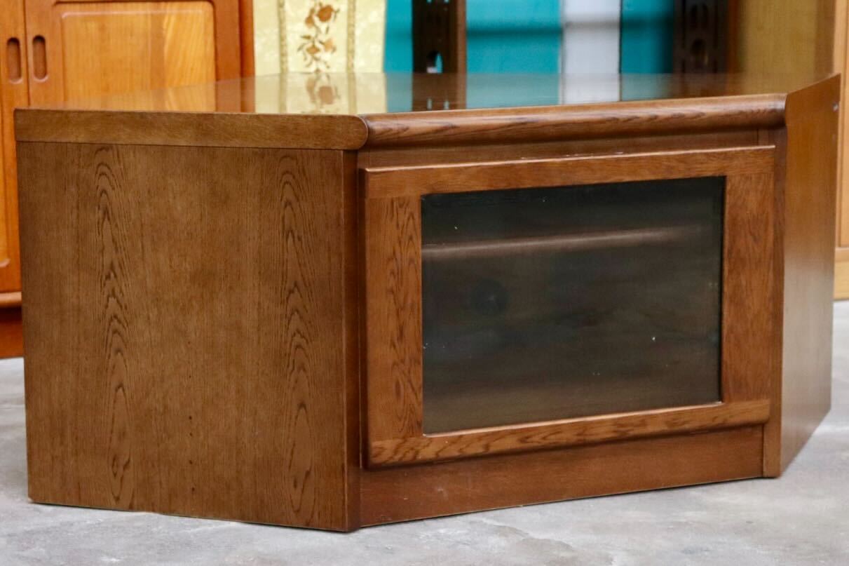 GMIK351○karimoku / カリモク コーナーテレビ台 コーナーキャビネット 飾り棚 リビング収納 オーク材 国産家具 レトロ 収納棚 木製家具