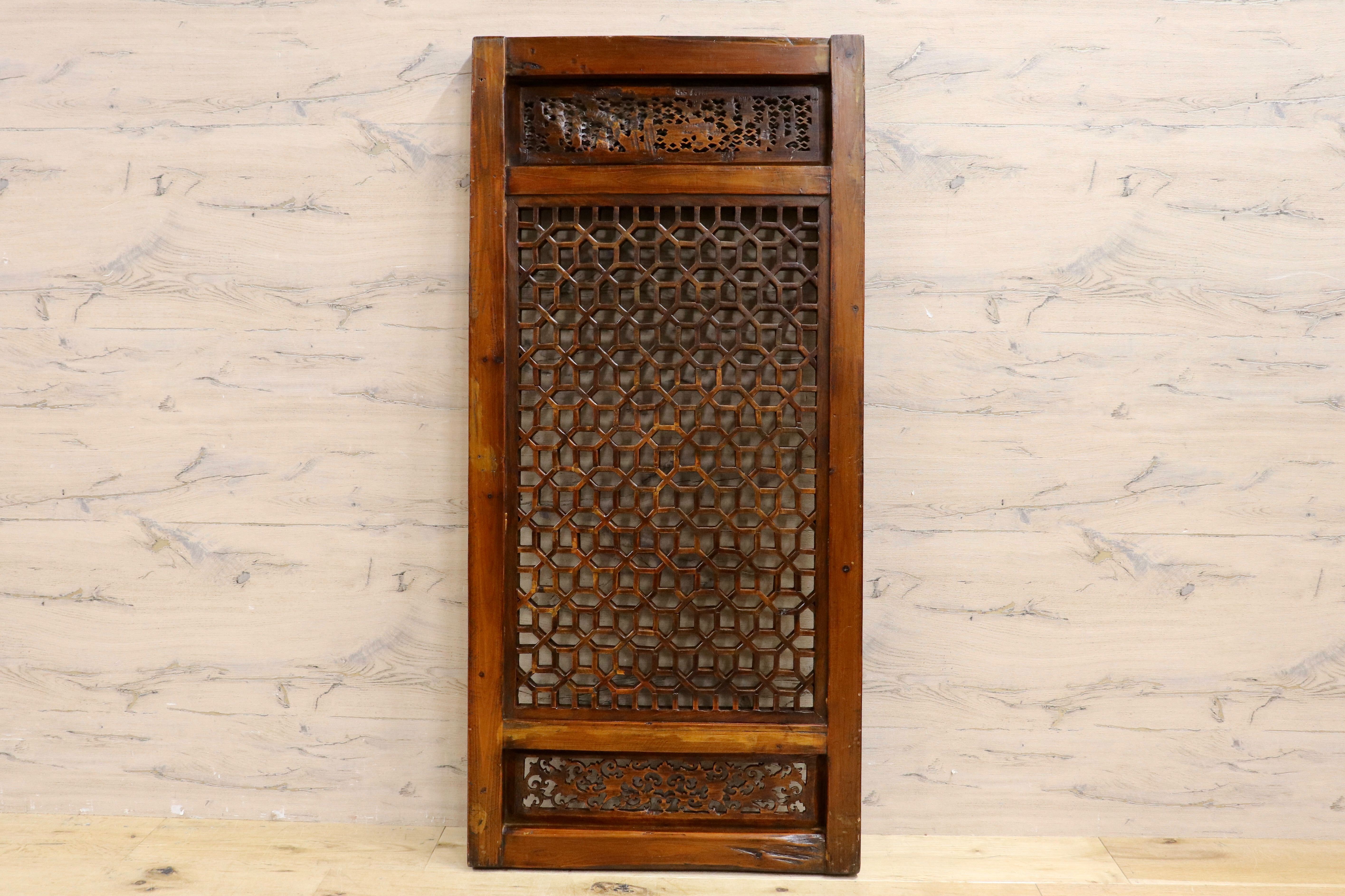 GMHK836I○中国アンティーク 建具 木製 古材 ヴィンテージ 古道具 古美術 インテリア 衝立 彫刻