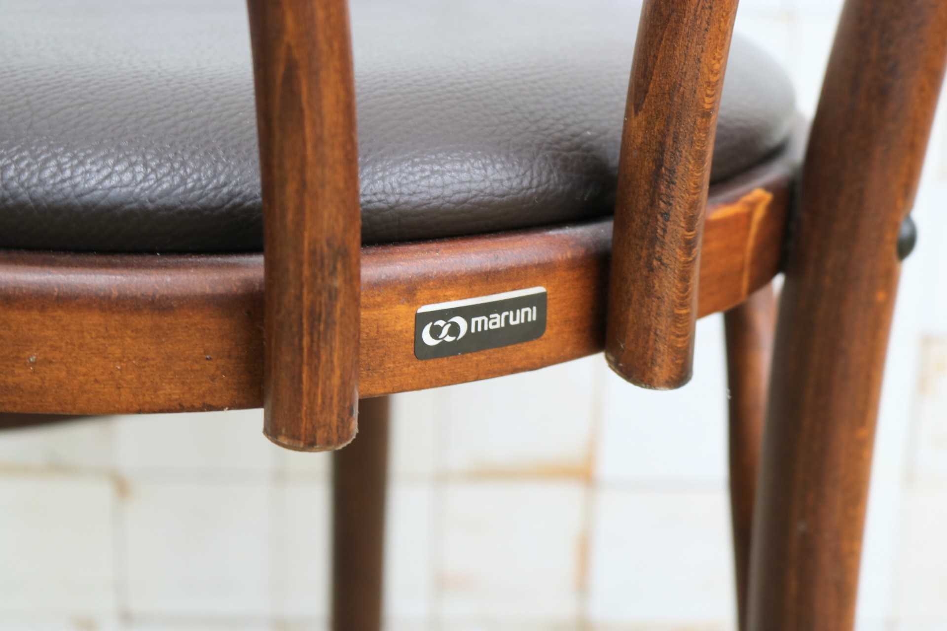 GMIH421L○maruni / マルニ オールド ヴィンテージ ベントウッドチェア ルーマニア製 曲木 アンティーク 合皮 ブナ材 稀少