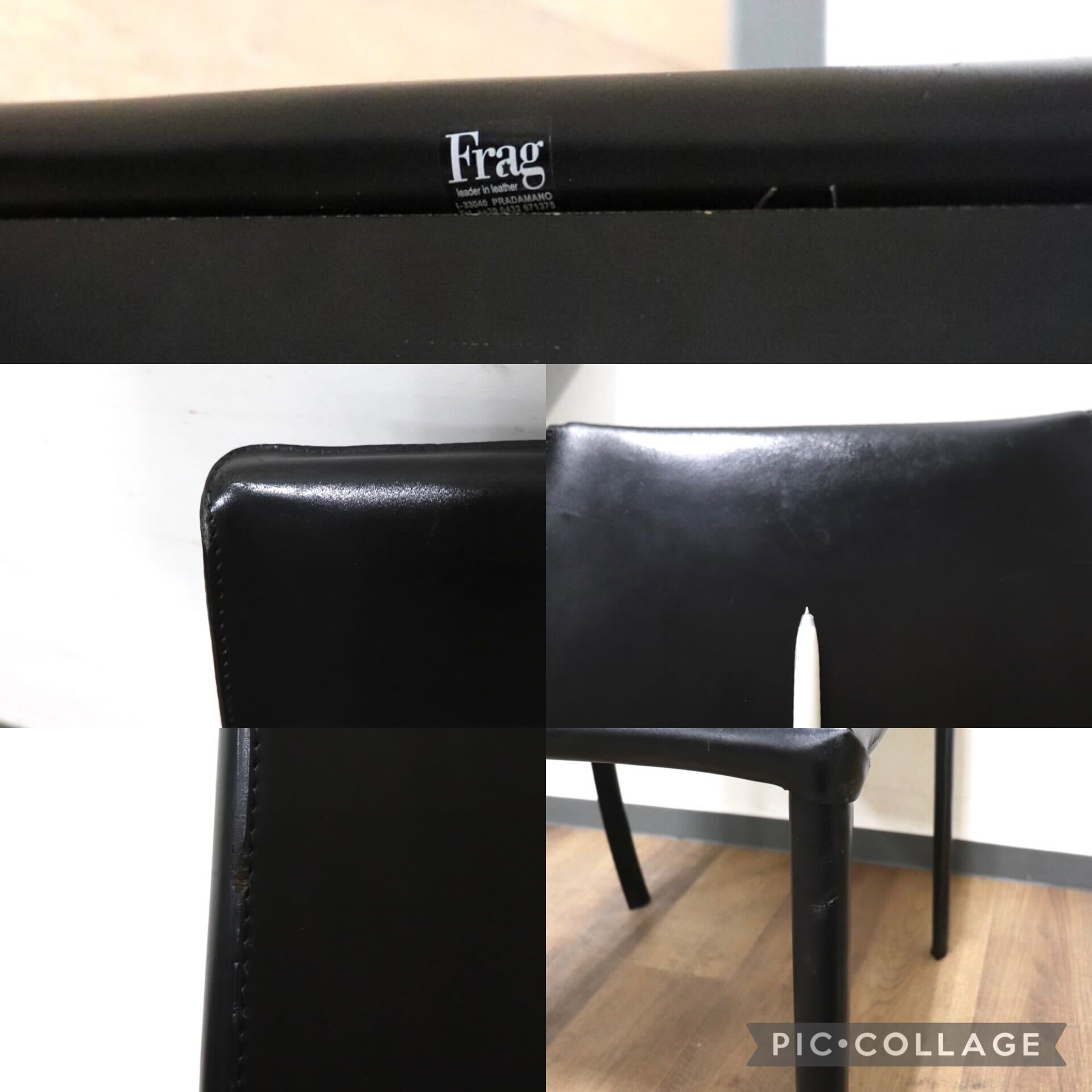 GMHN288A○FRAG / フラッグ LATINA ダイニングチェア アームレスチェア ハイバックチェア 椅子 ブラック 本革 イタリア製 検)カッテラン