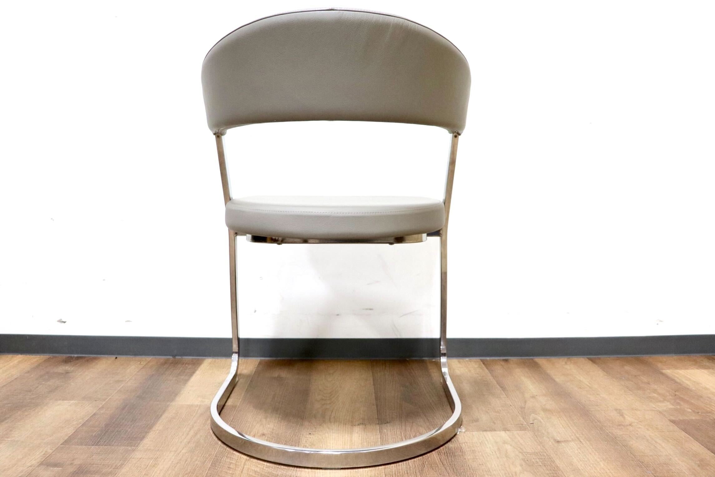 GMHK205A○Calligaris / カリガリス BAY ベイ ダイニングチェア 食卓椅子 サロンチェア 什器 本革 グレー イタリアモダン 定価約6万