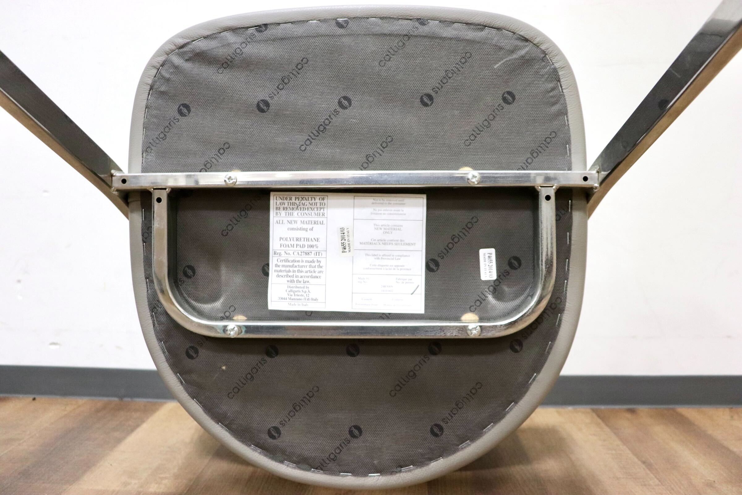 GMHK205A○Calligaris / カリガリス BAY ベイ ダイニングチェア 食卓椅子 サロンチェア 什器 本革 グレー イタリアモダン 定価約6万