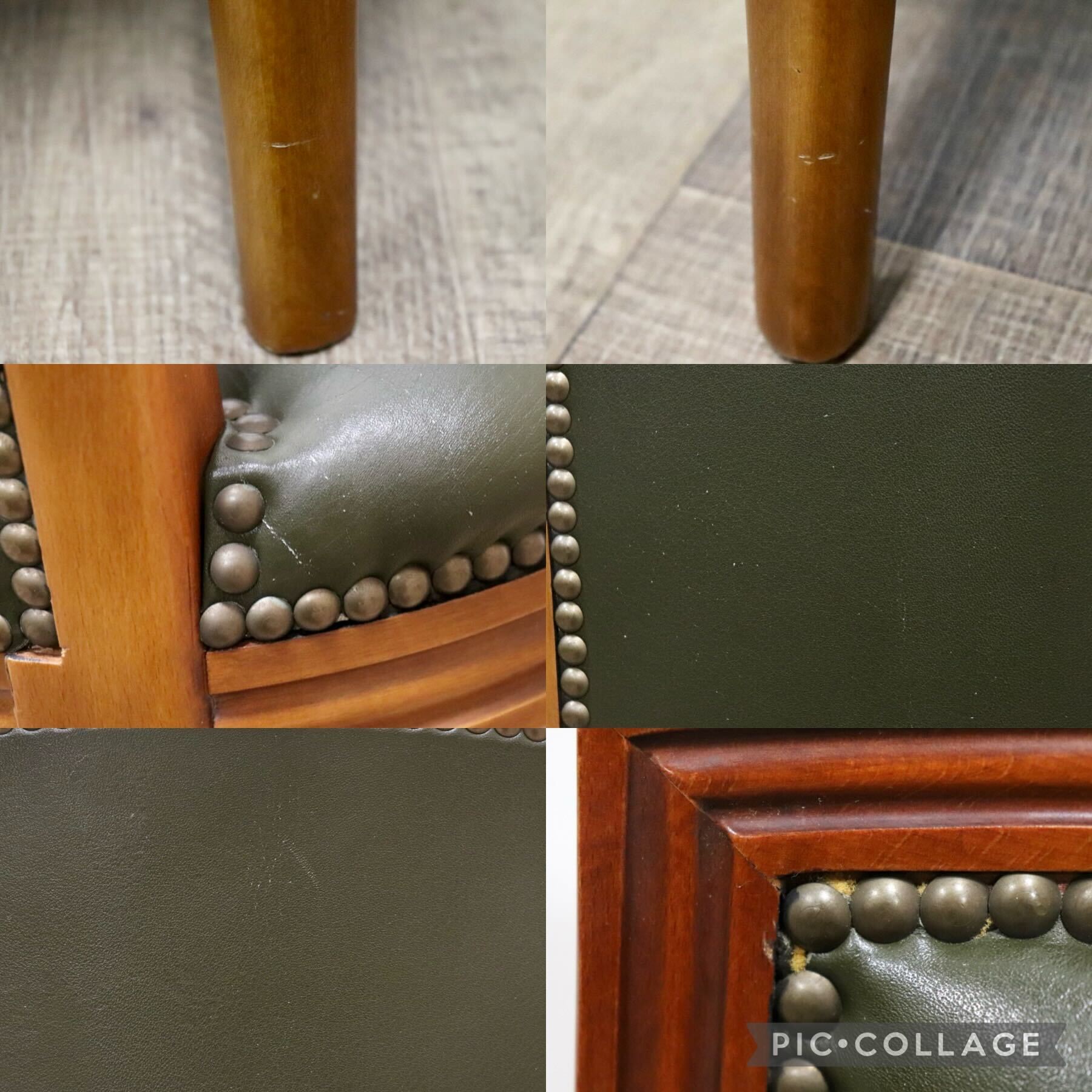 GMHS84A○スペイン製 ダイニングチェア アームチェア 食卓椅子 椅子 チェア 彫刻 鋲打ち レザー アンティーク クラシック ヨーロピアン