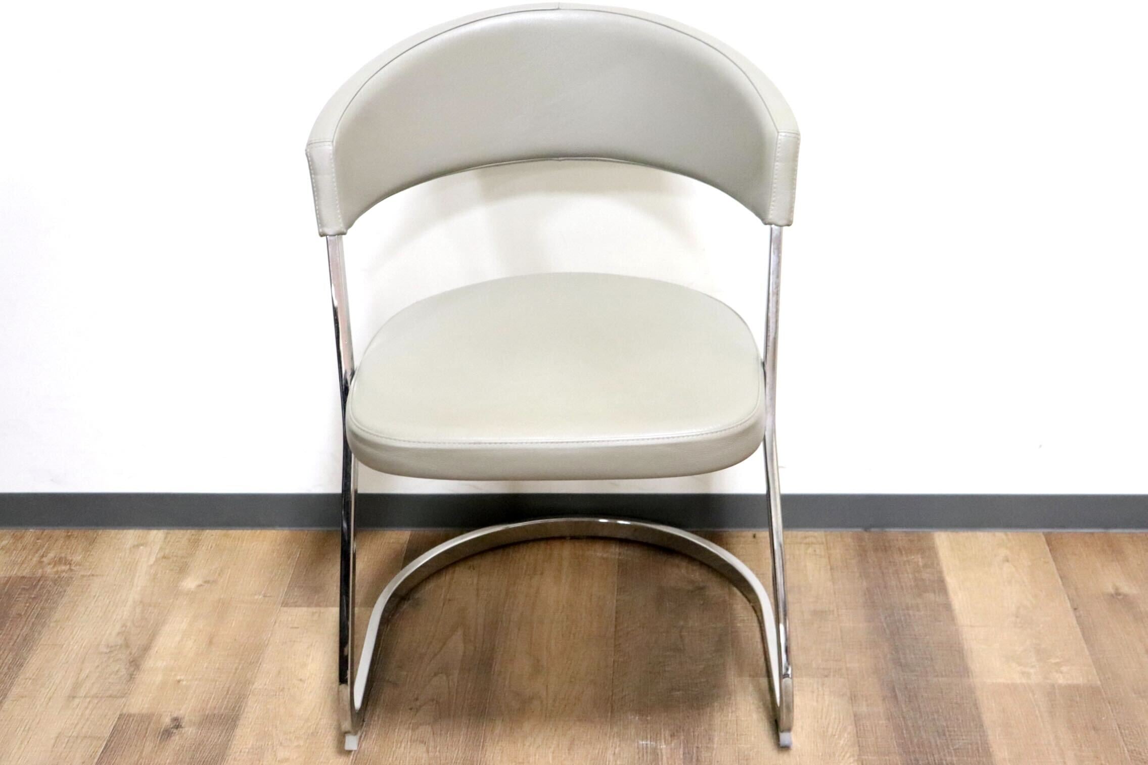 GMHK205B○Calligaris / カリガリス BAY ベイ ダイニングチェア 食卓椅子 サロンチェア 什器 本革 グレー イタリアモダン 定価約6万
